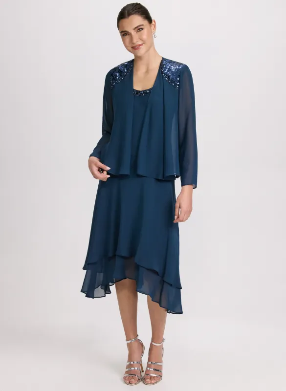 Chiffon Sequin Dress & Jacket Set sold by Laura