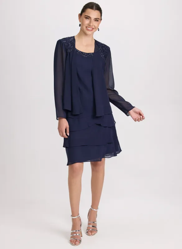 Chiffon Sequin Dress & Jacket Set sold by Laura