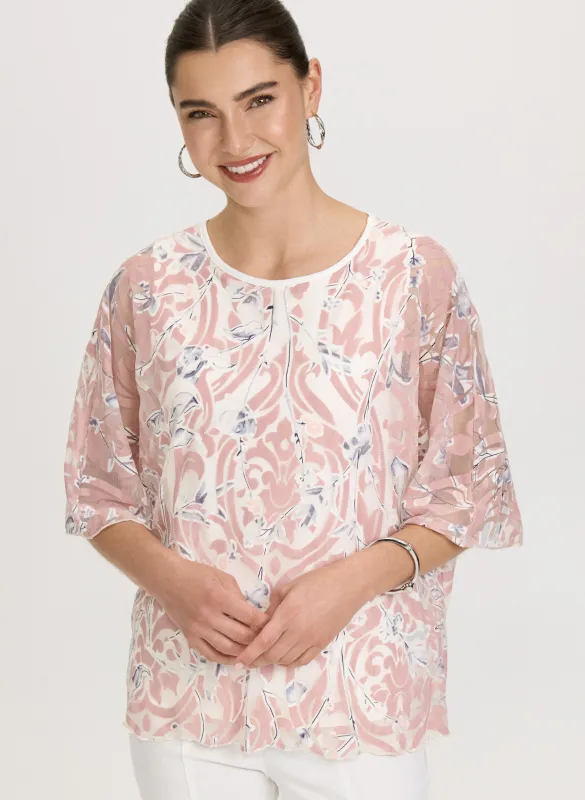 Printed Mesh Blouse sold by Laura