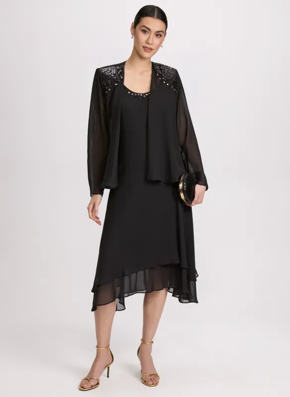 Chiffon Sequin Dress & Jacket Set sold by Laura