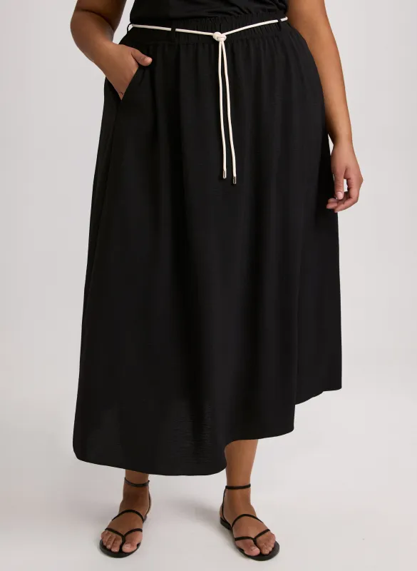 Drawstring Crinkled Maxi Skirt sold by Laura