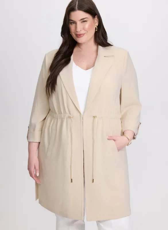 Long Drawstring Waist Jacket sold by Laura