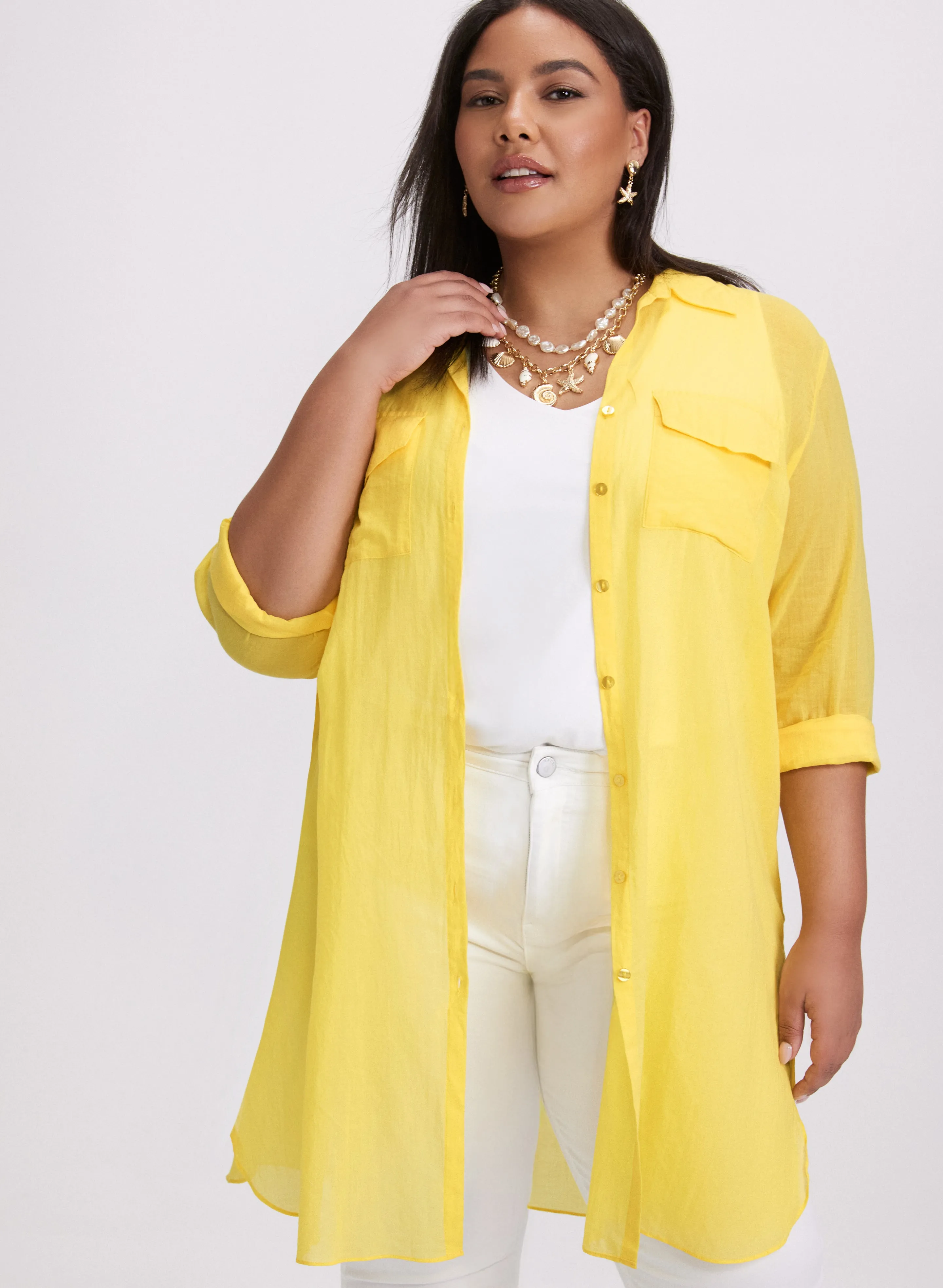 Button-Down Tunic Blouse sold by Laura