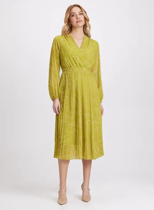 Leaf Print Plissé Dress sold by Laura