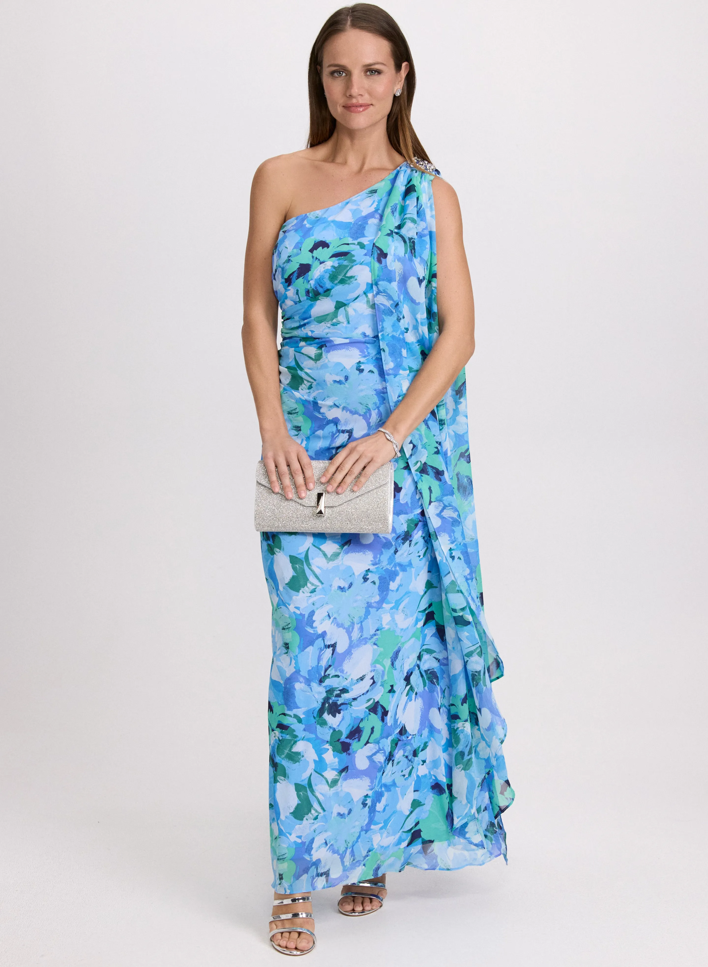 Floral Waterfall Drape Dress sold by Laura