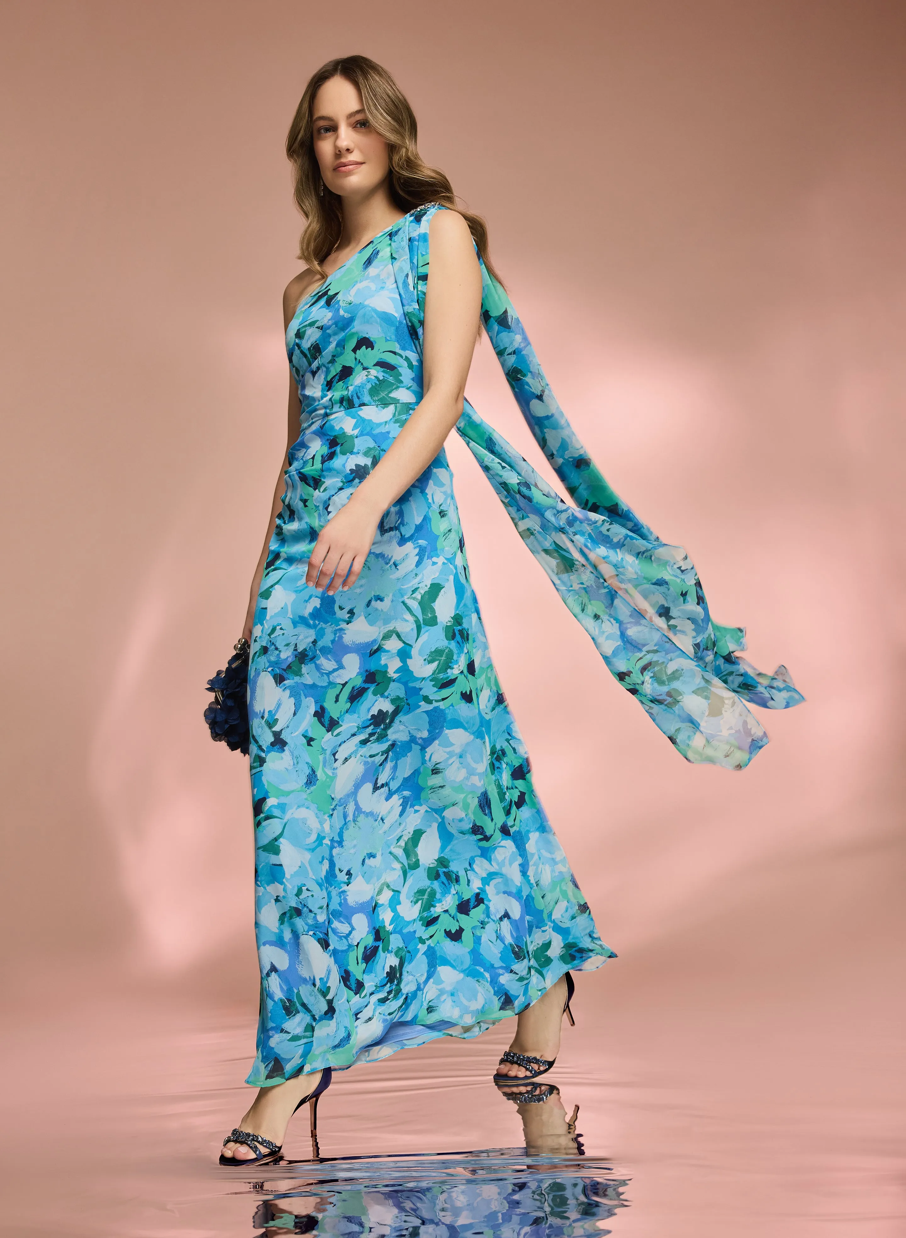 Floral Waterfall Drape Dress sold by Laura product image thumbnail 2