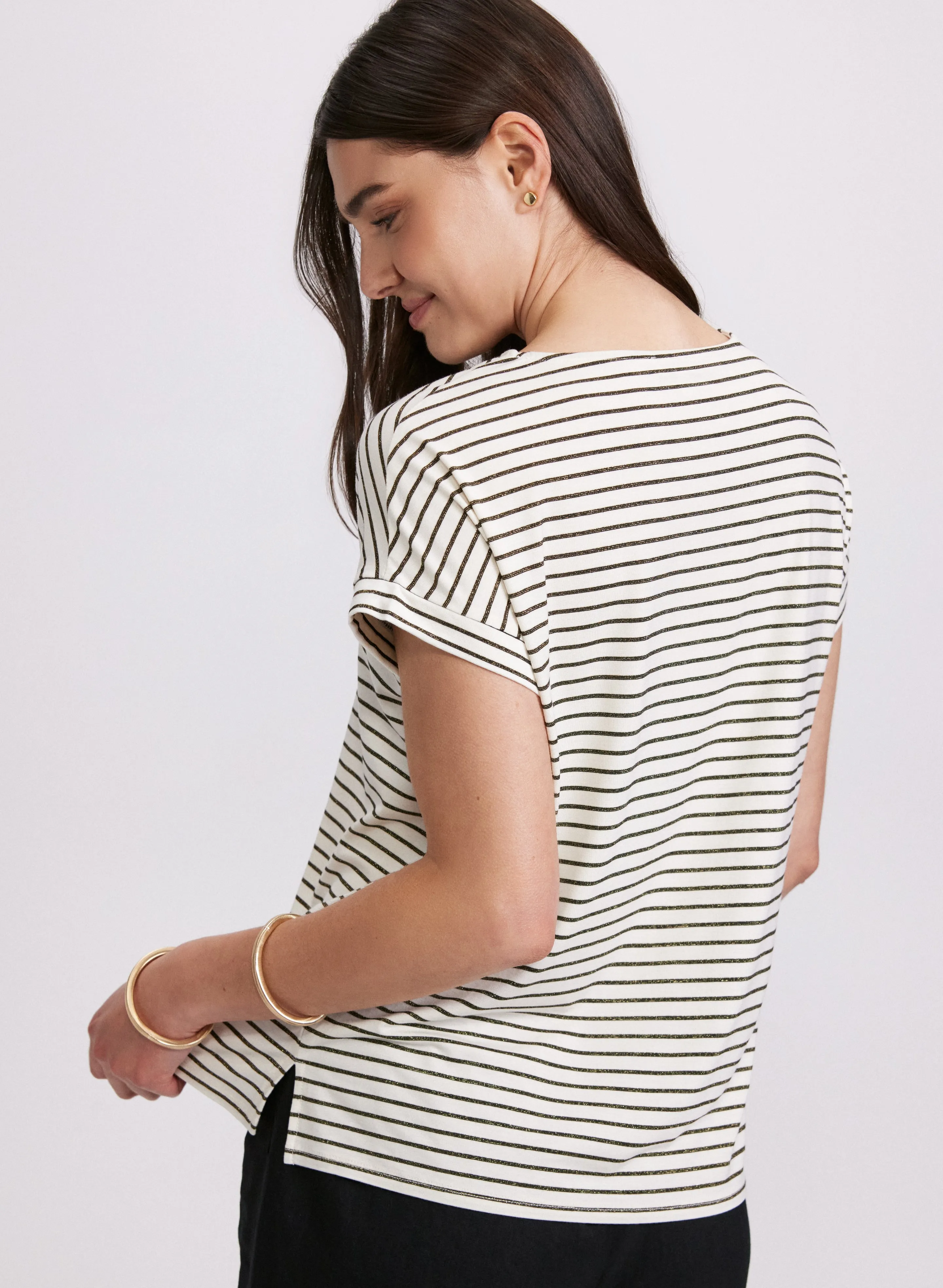 Striped Cap Sleeve T-Shirt sold by Laura product image thumbnail 2