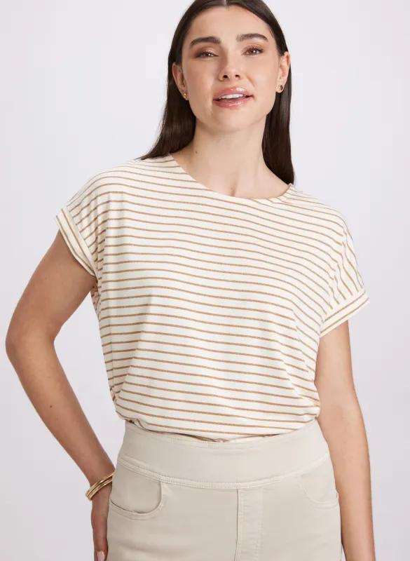 Striped Cap Sleeve T-Shirt sold by Laura