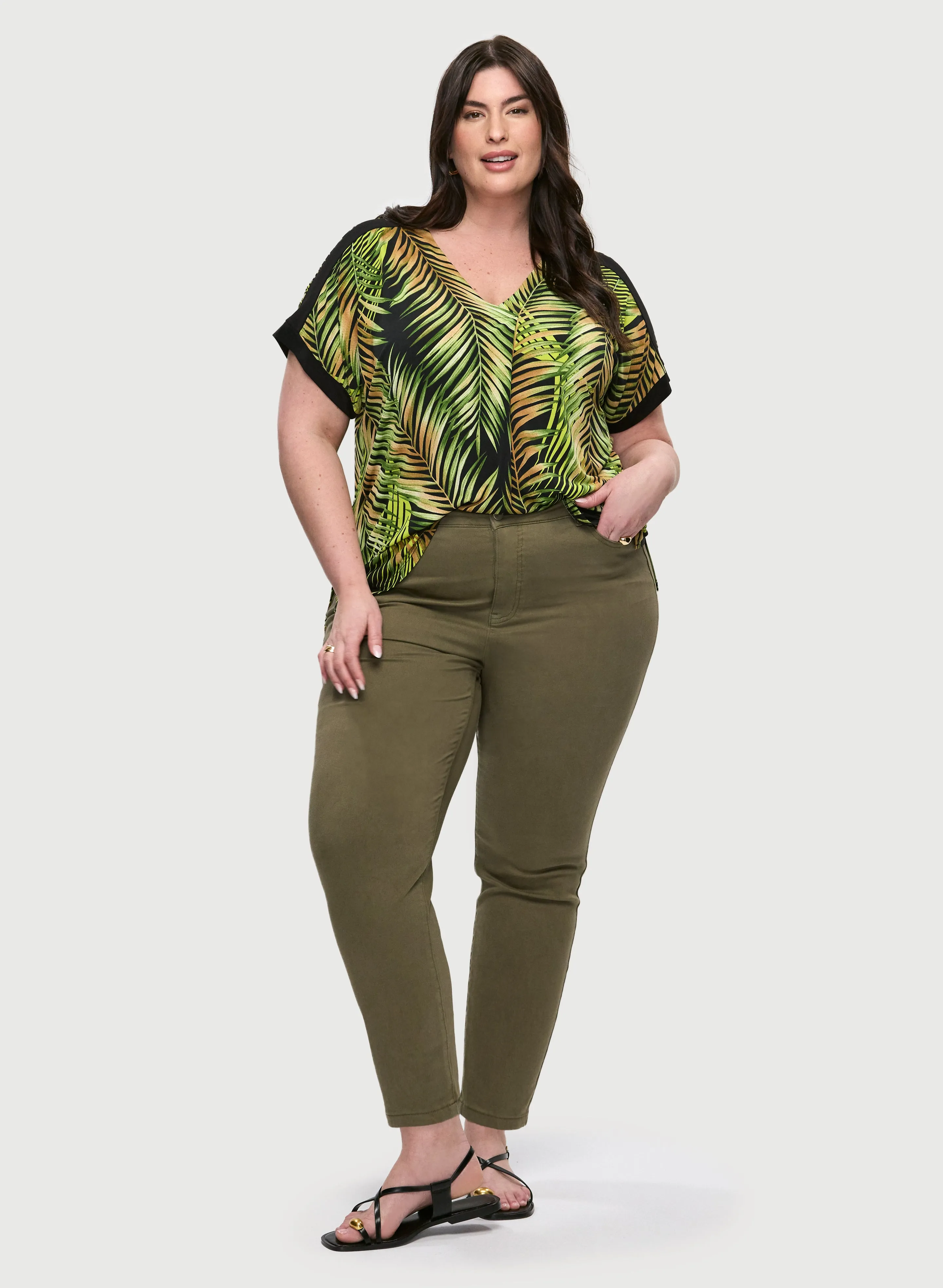 Palm Print T-Shirt & High Rise Slim Leg Jeans sold by Laura
