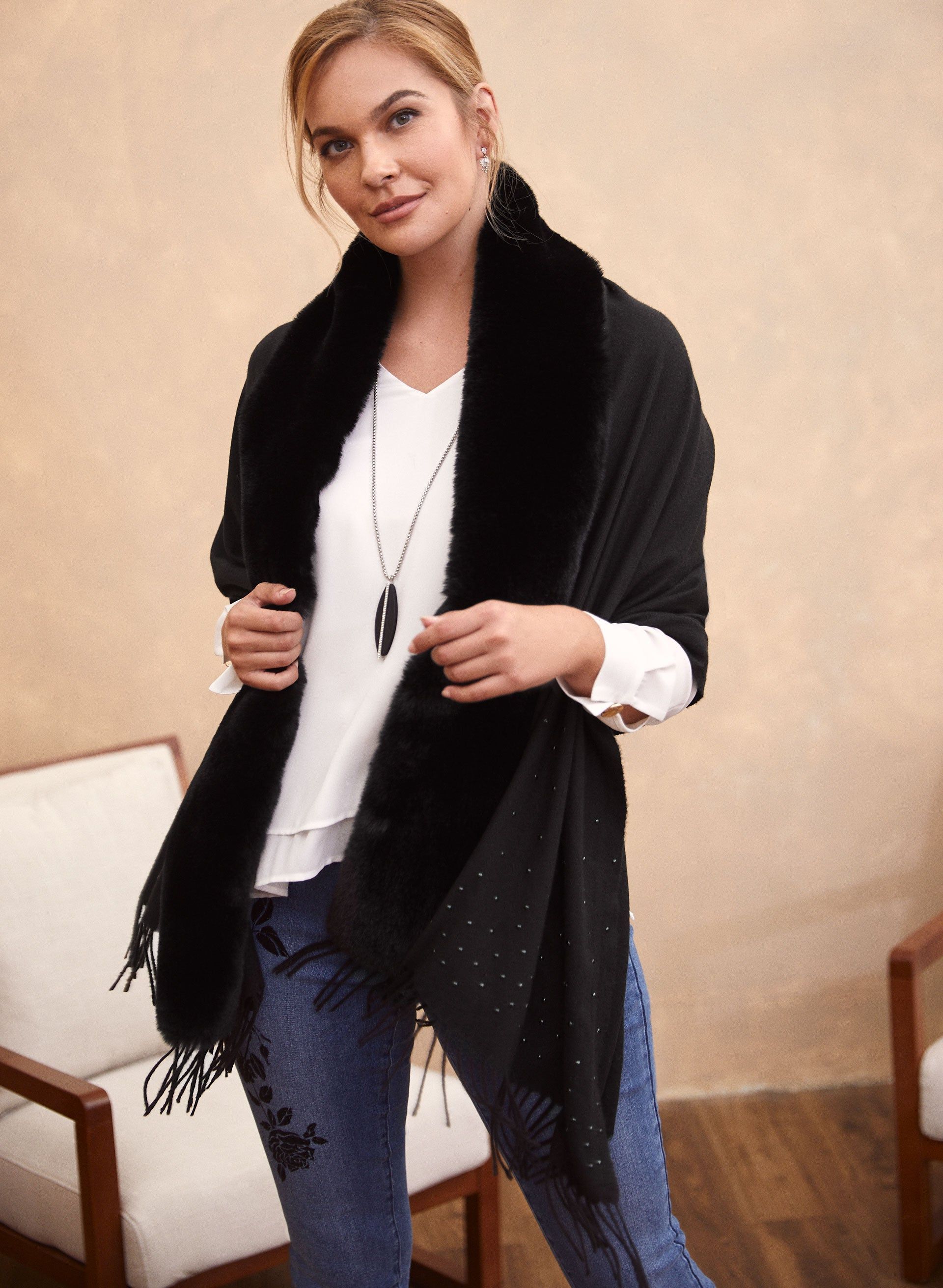 Faux Fur Trim Wrap sold by Laura