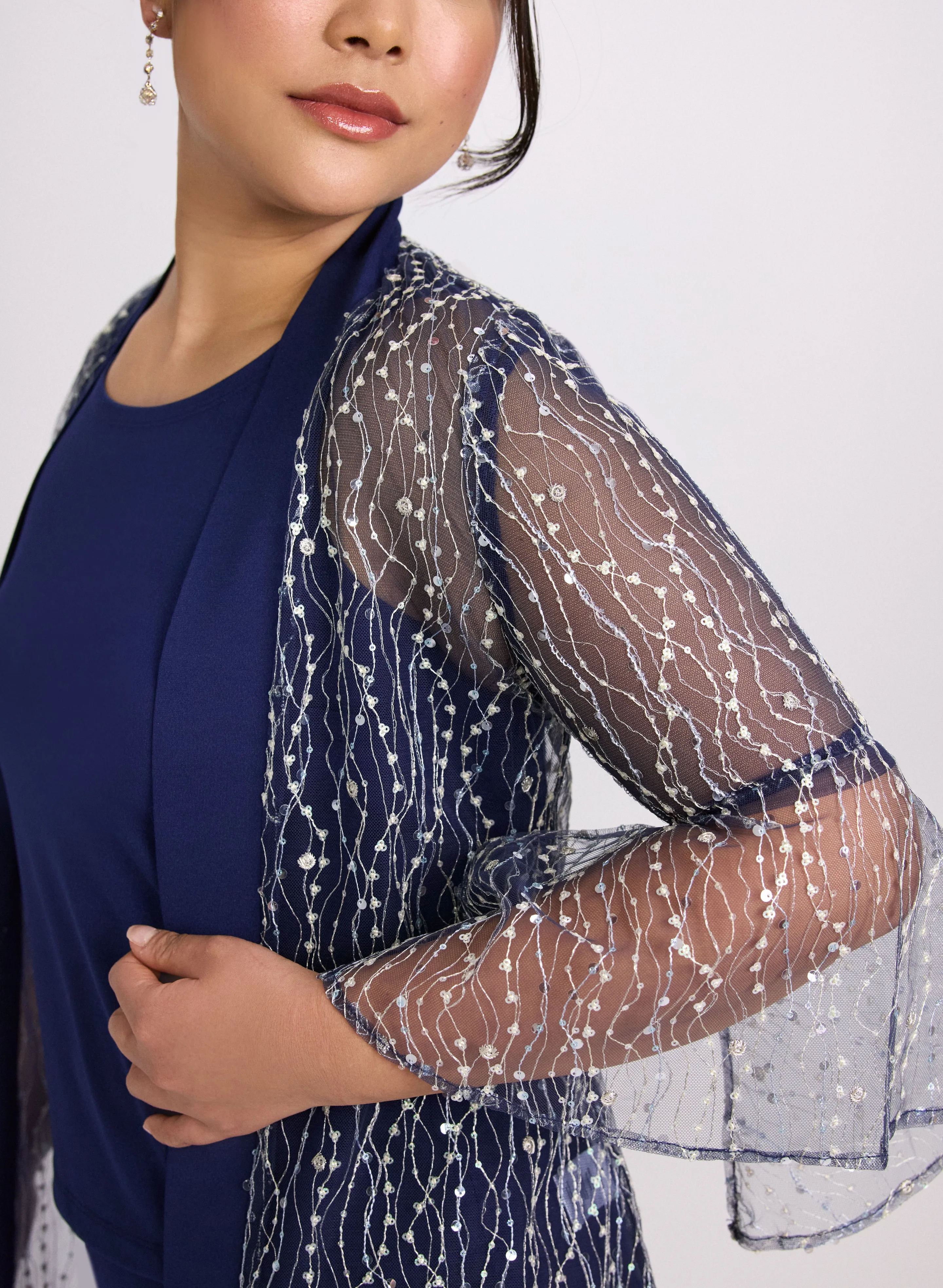 Sequined Mesh Jacket, Top & Pants Set sold by Laura product image thumbnail 5