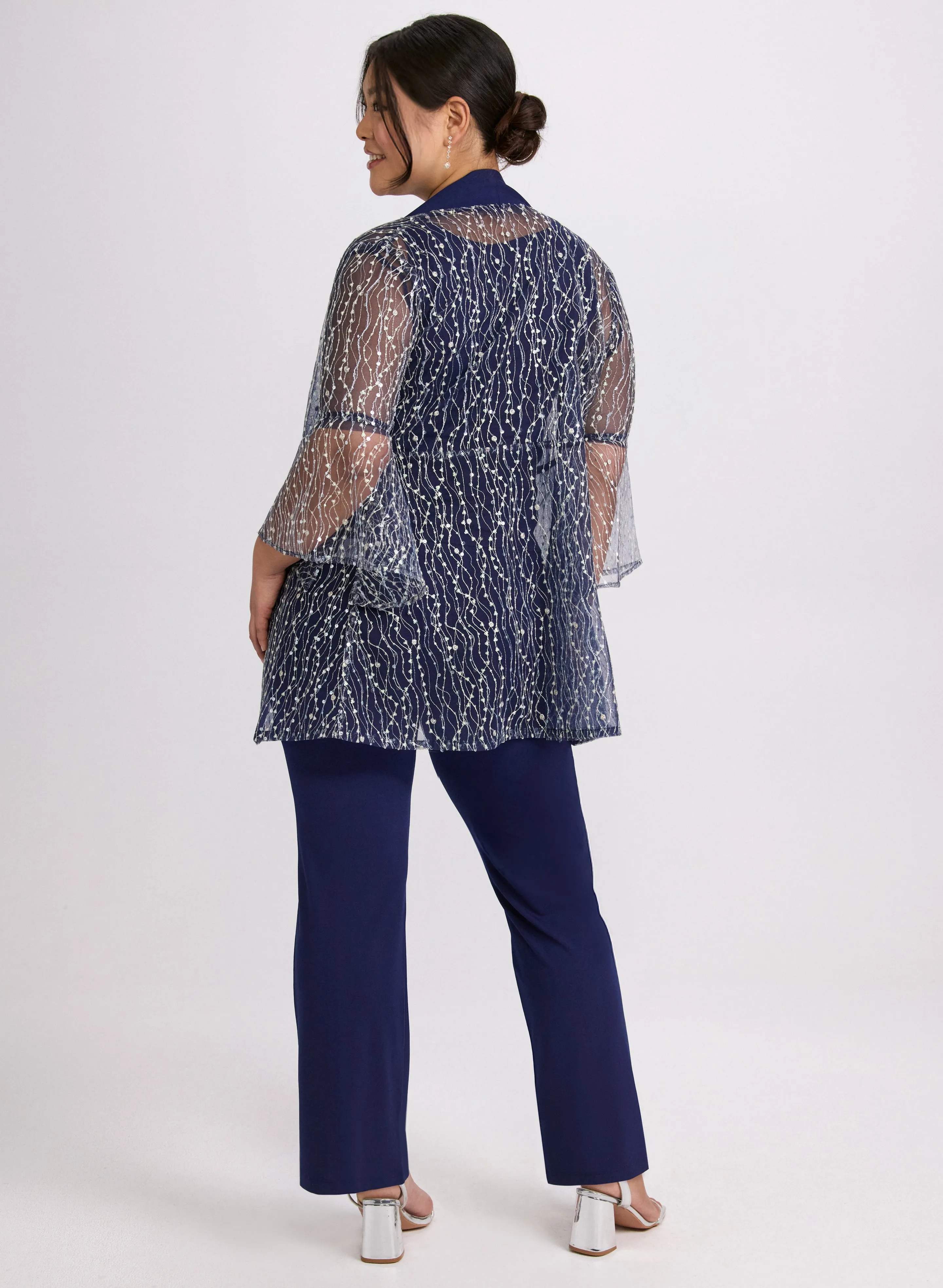 Sequined Mesh Jacket, Top & Pants Set sold by Laura product image thumbnail 3