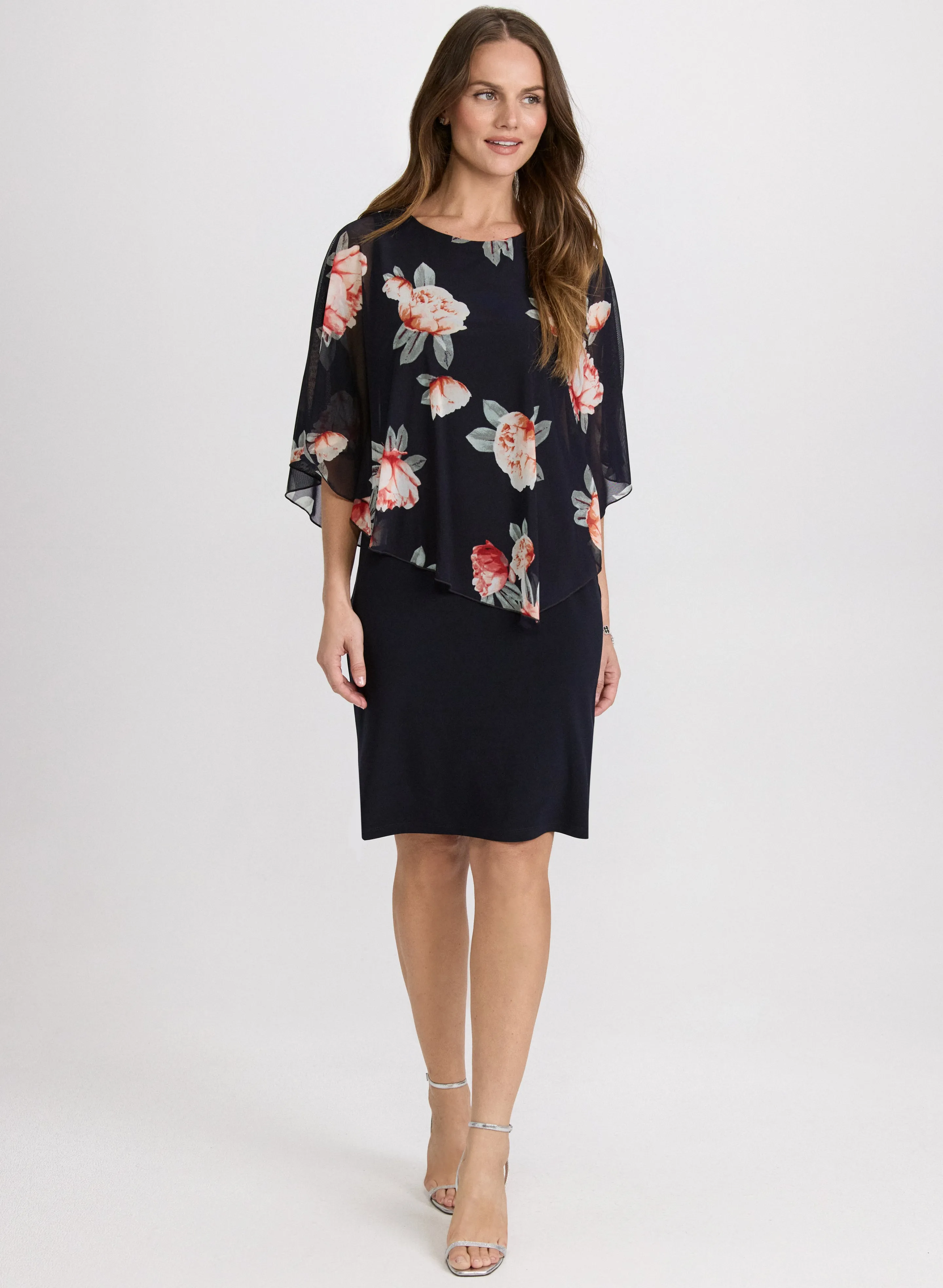 Chiffon Floral Pocho & Jersey Dress sold by Laura