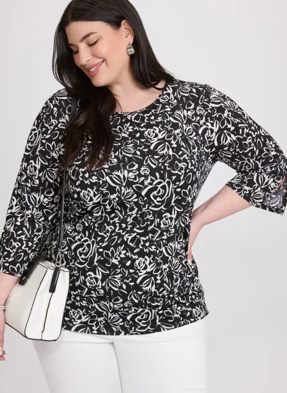 Sketch Floral Print Top sold by Laura