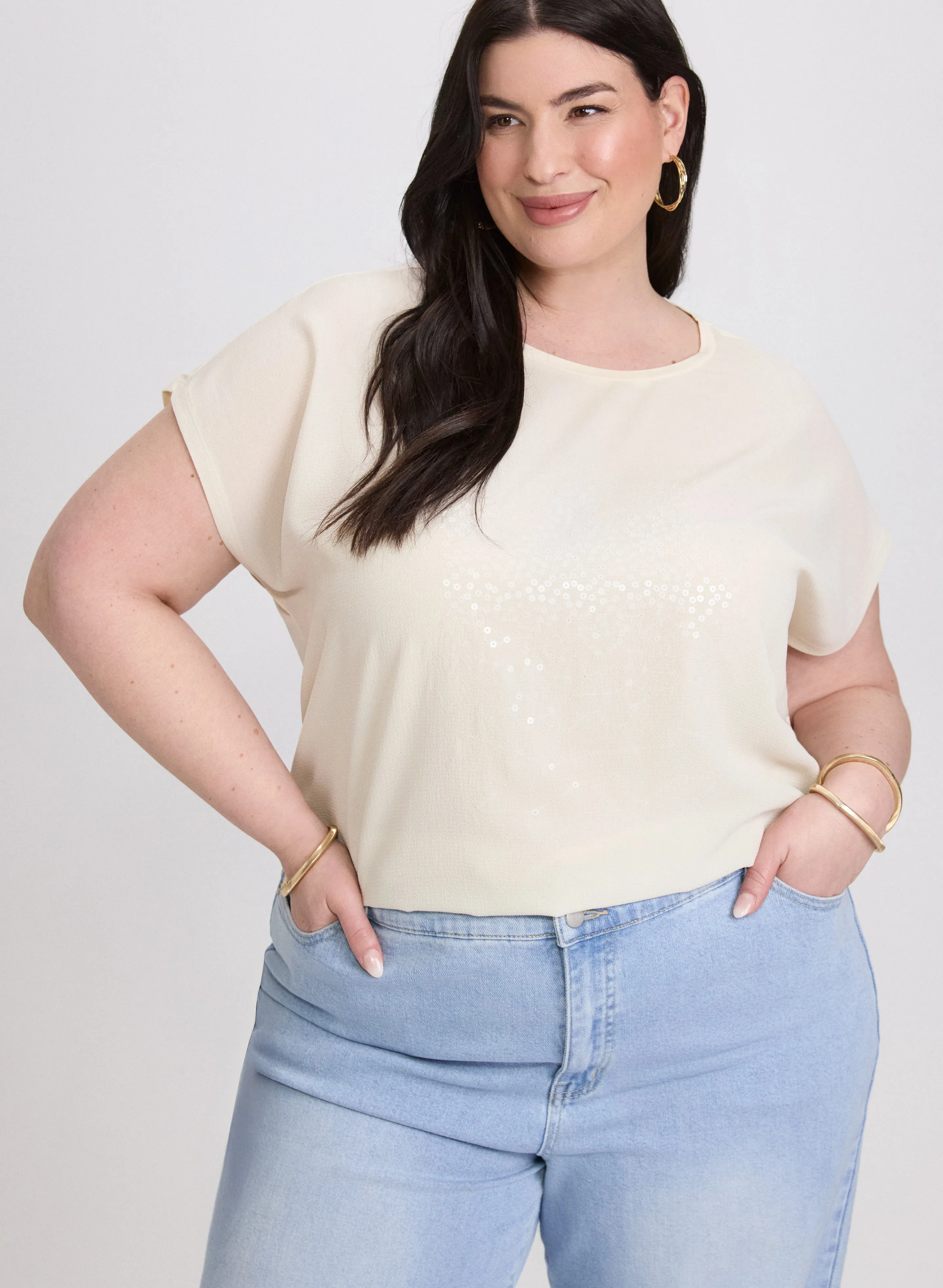 Matte Sequin Embellished Top sold by Laura