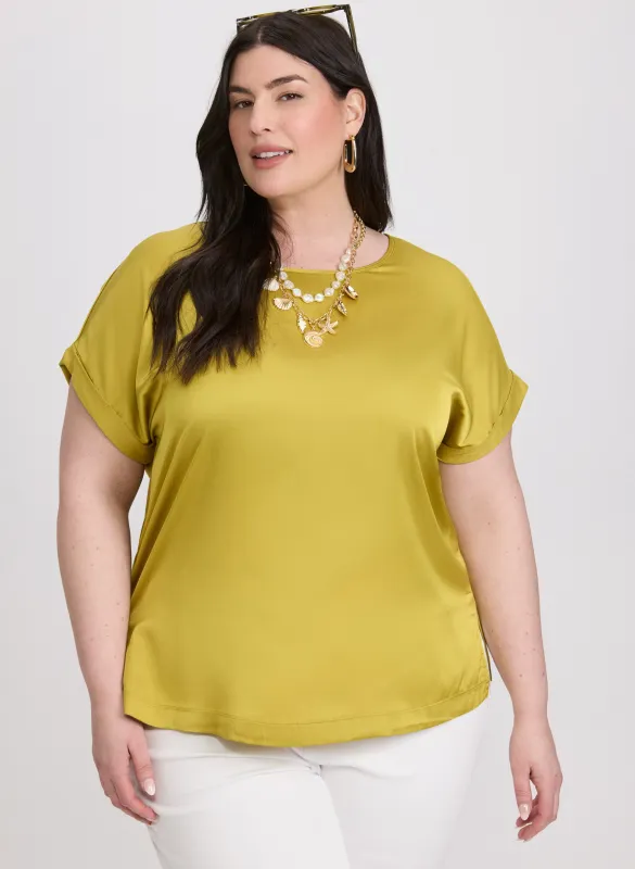 Satin Drop Shoulder Top sold by Laura