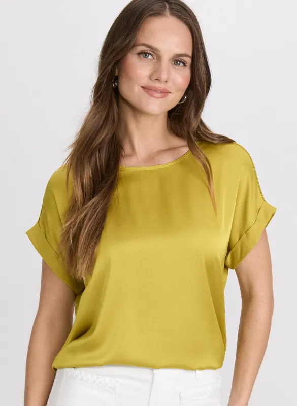 Satin Drop Shoulder Top sold by Laura