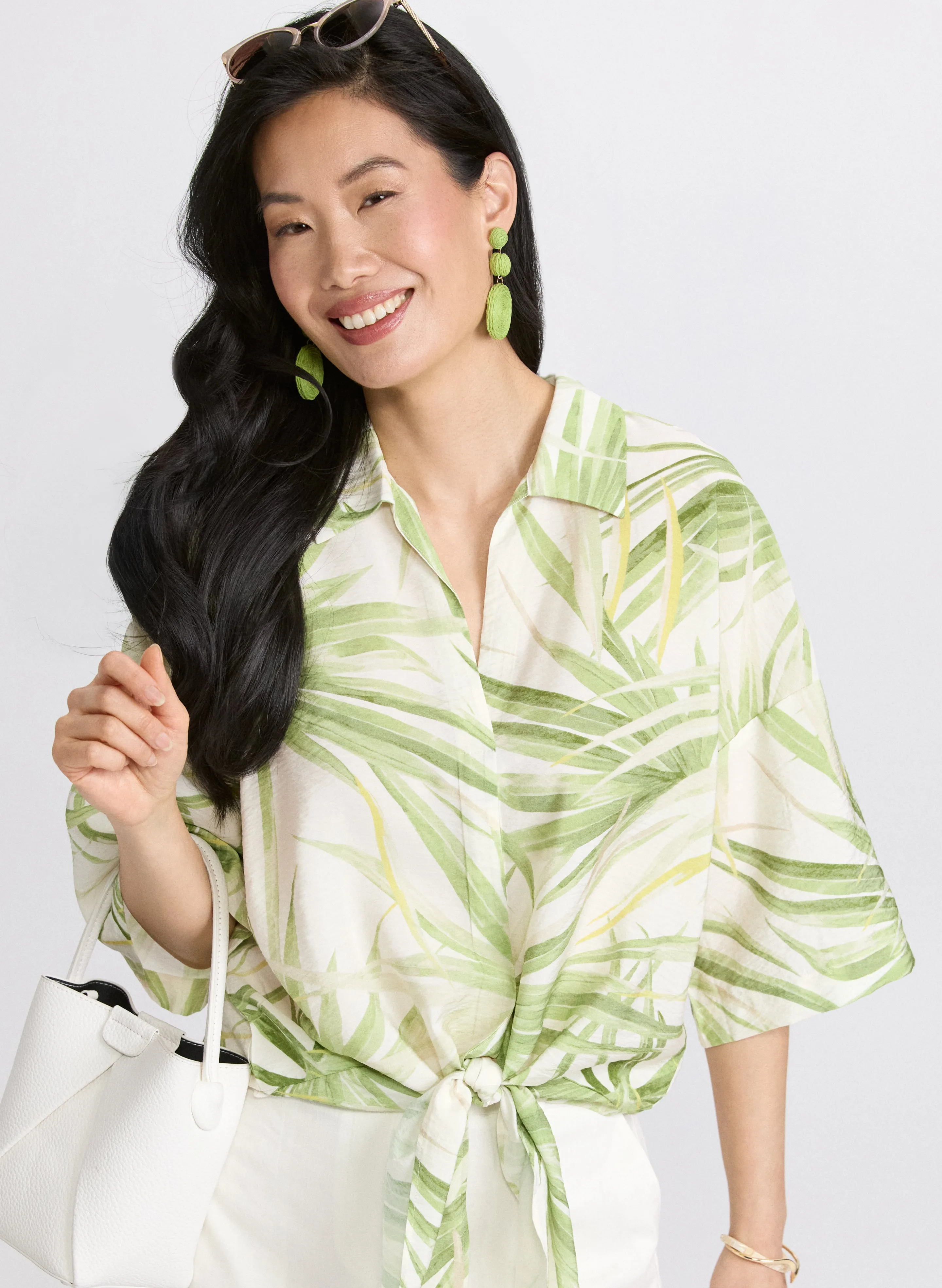 Tropical Tied-Hem Blouse sold by Laura