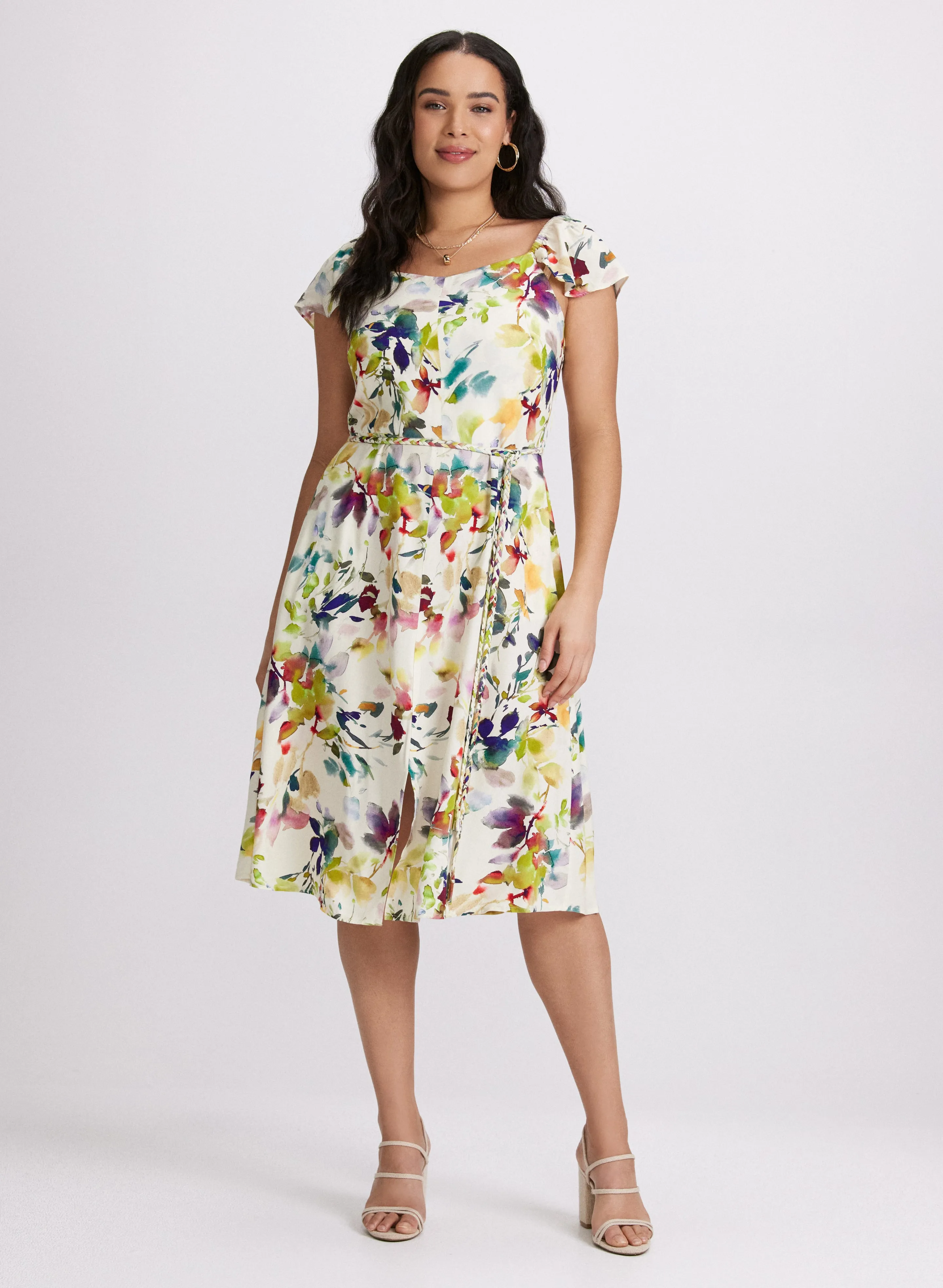 Floral Flutter Sleeve Dress sold by Laura