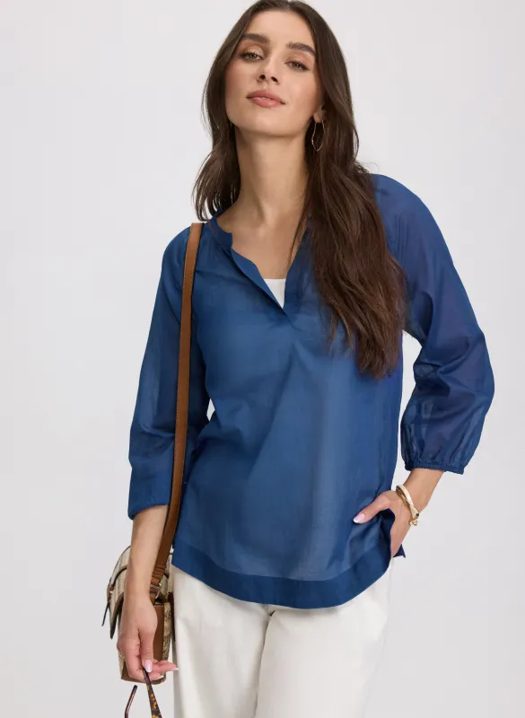 Cotton Split Neck Blouse sold by Laura