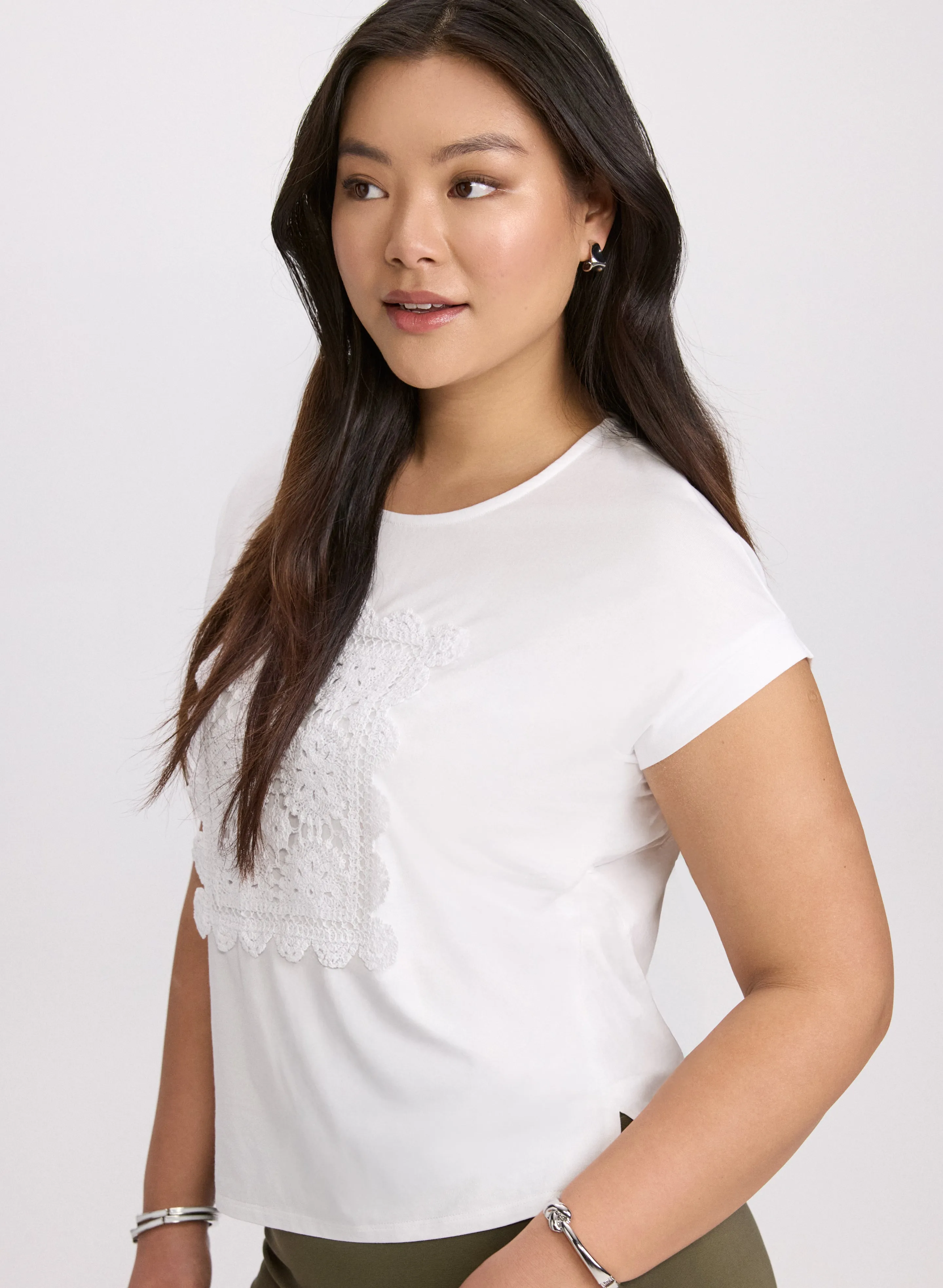 Cotton Crochet Applique T-Shirt sold by Laura product image thumbnail 4