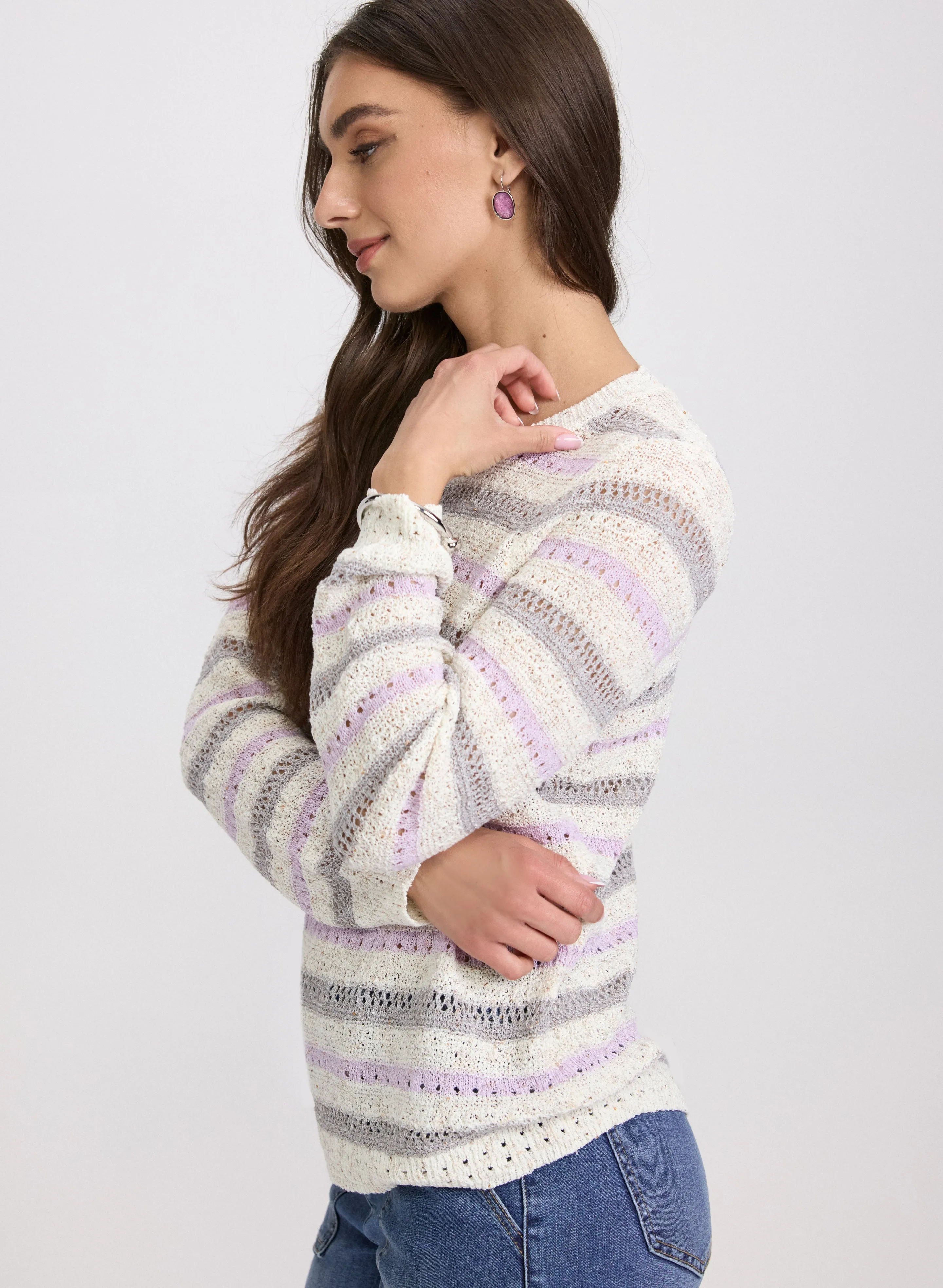 Striped Pointelle Knit Sweater sold by Laura product image thumbnail 2