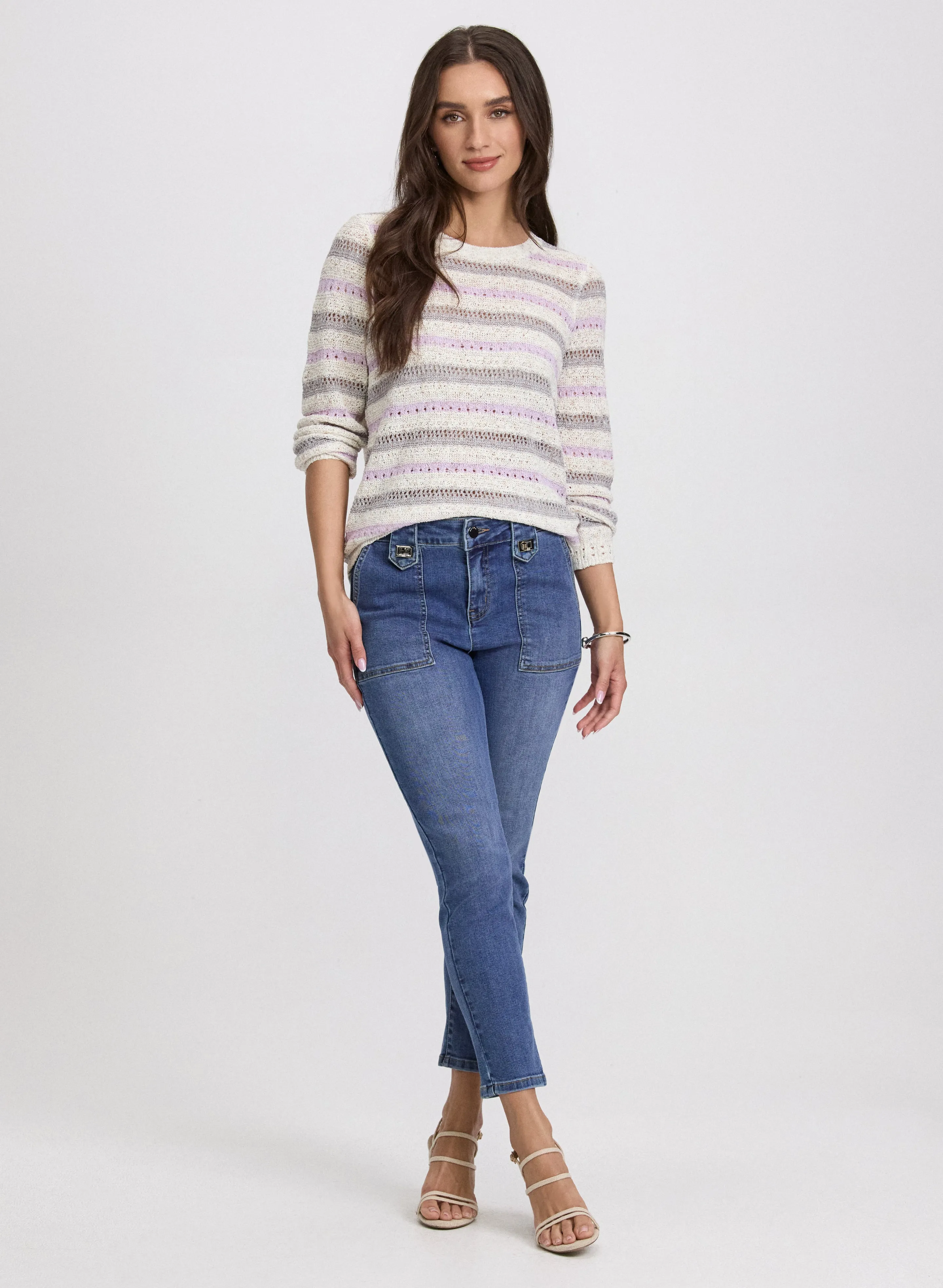 Striped Pointelle Knit Sweater sold by Laura product image thumbnail 4