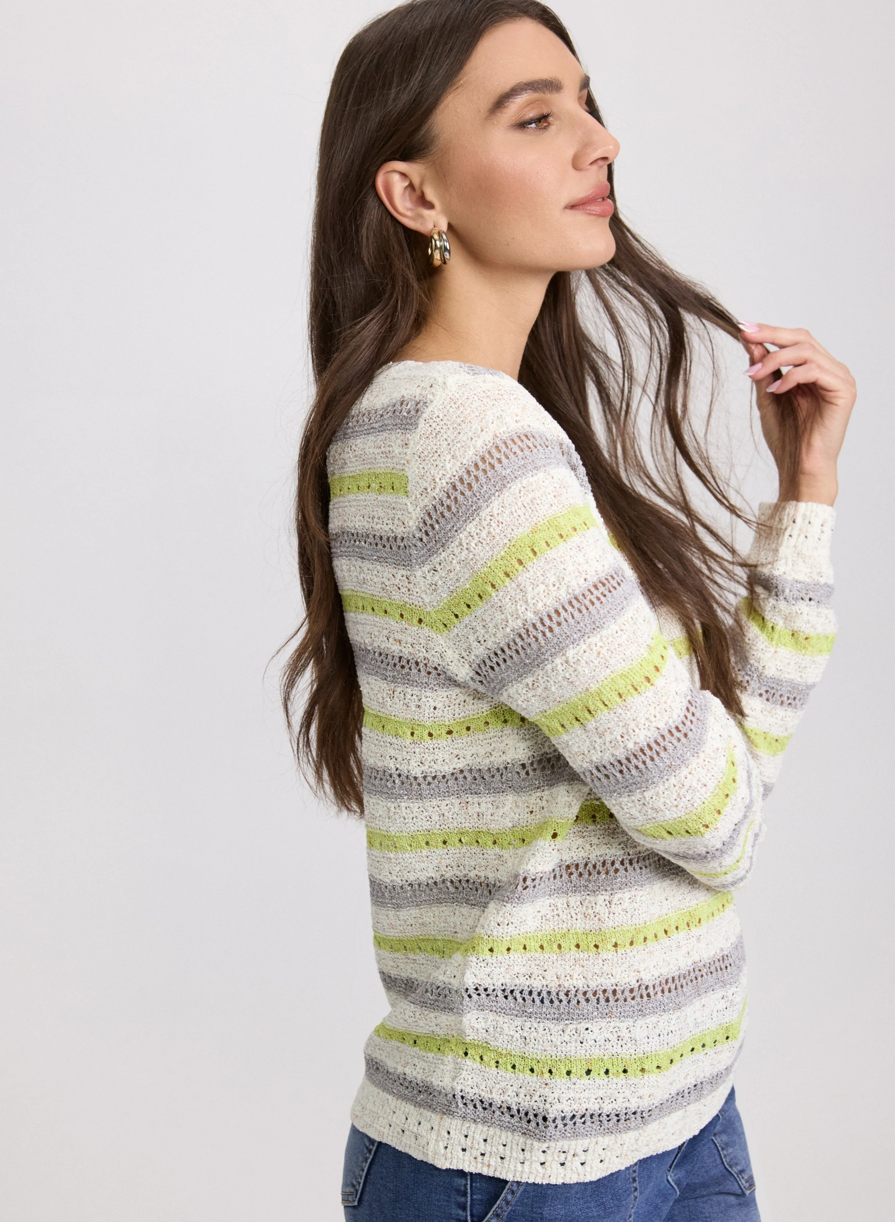 Striped Pointelle Knit Sweater sold by Laura product image thumbnail 2