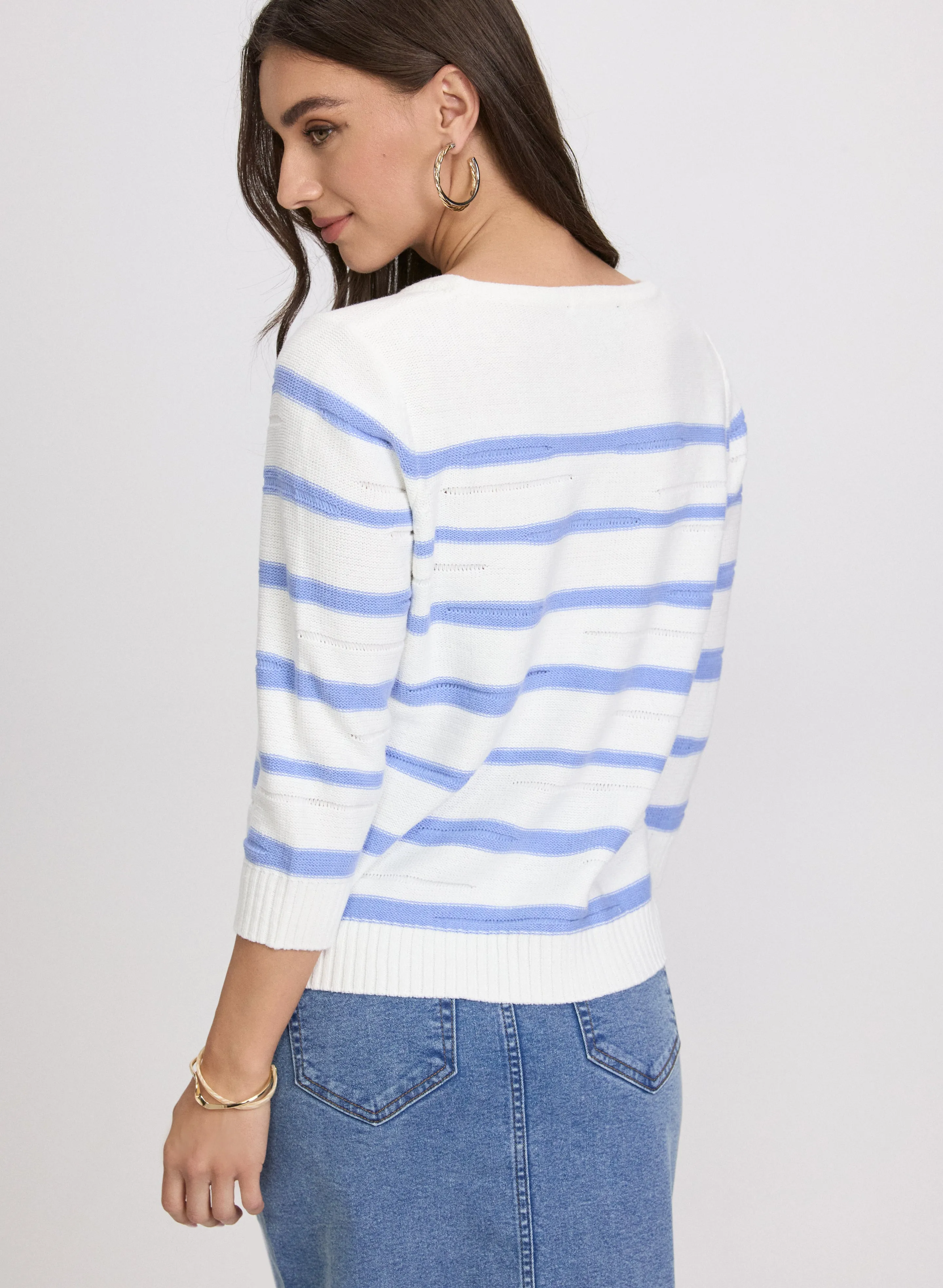 Striped Open Stitch Detail Sweater sold by Laura product image thumbnail 3
