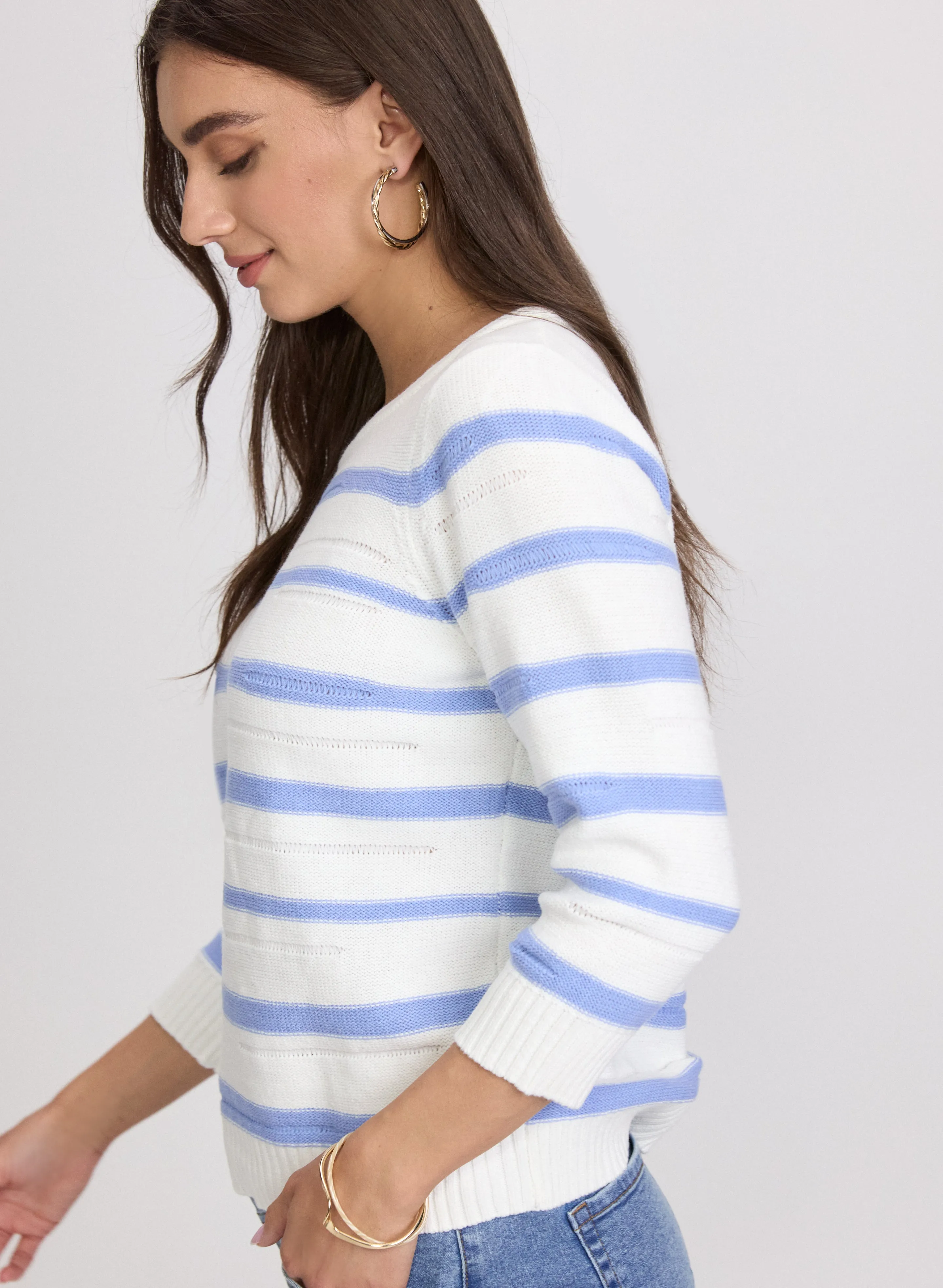 Striped Open Stitch Detail Sweater sold by Laura product image thumbnail 2