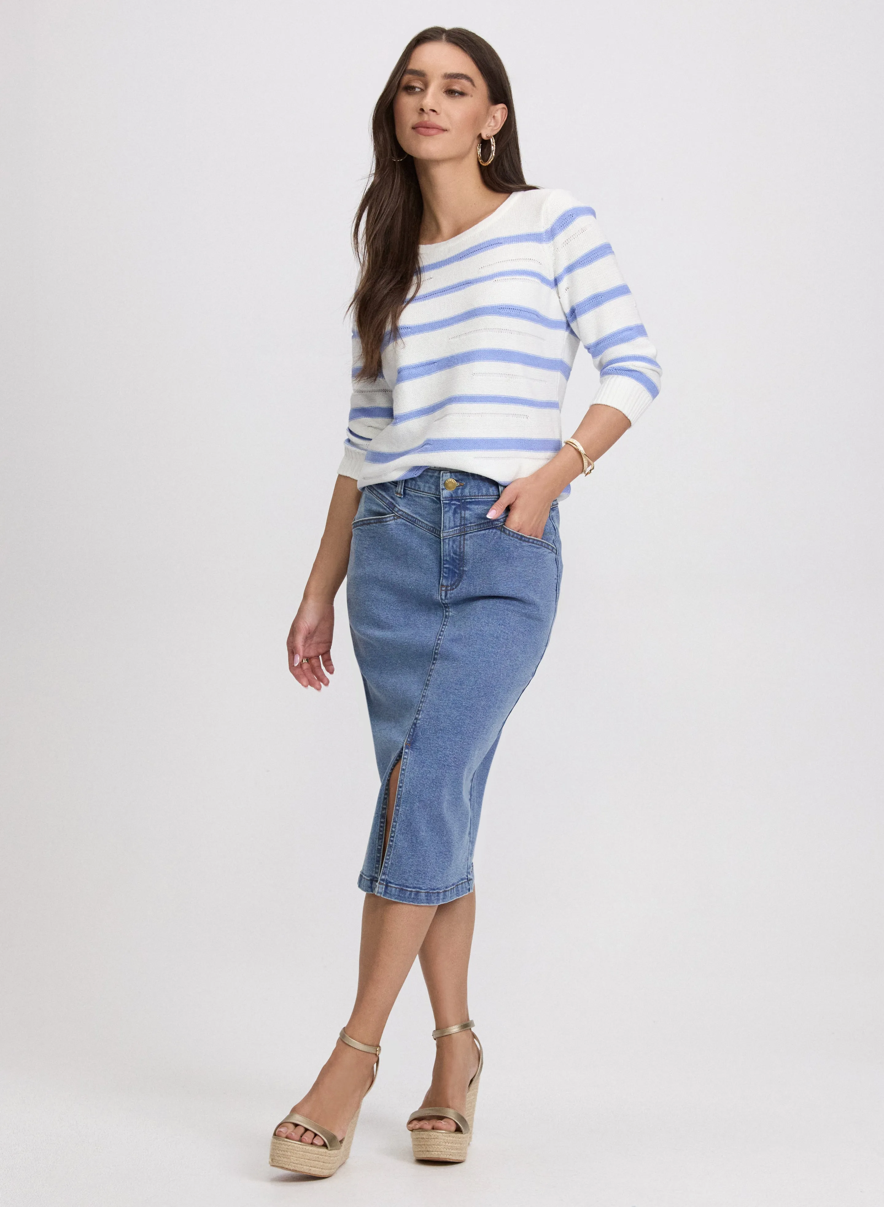 Striped Open Stitch Detail Sweater sold by Laura product image thumbnail 4