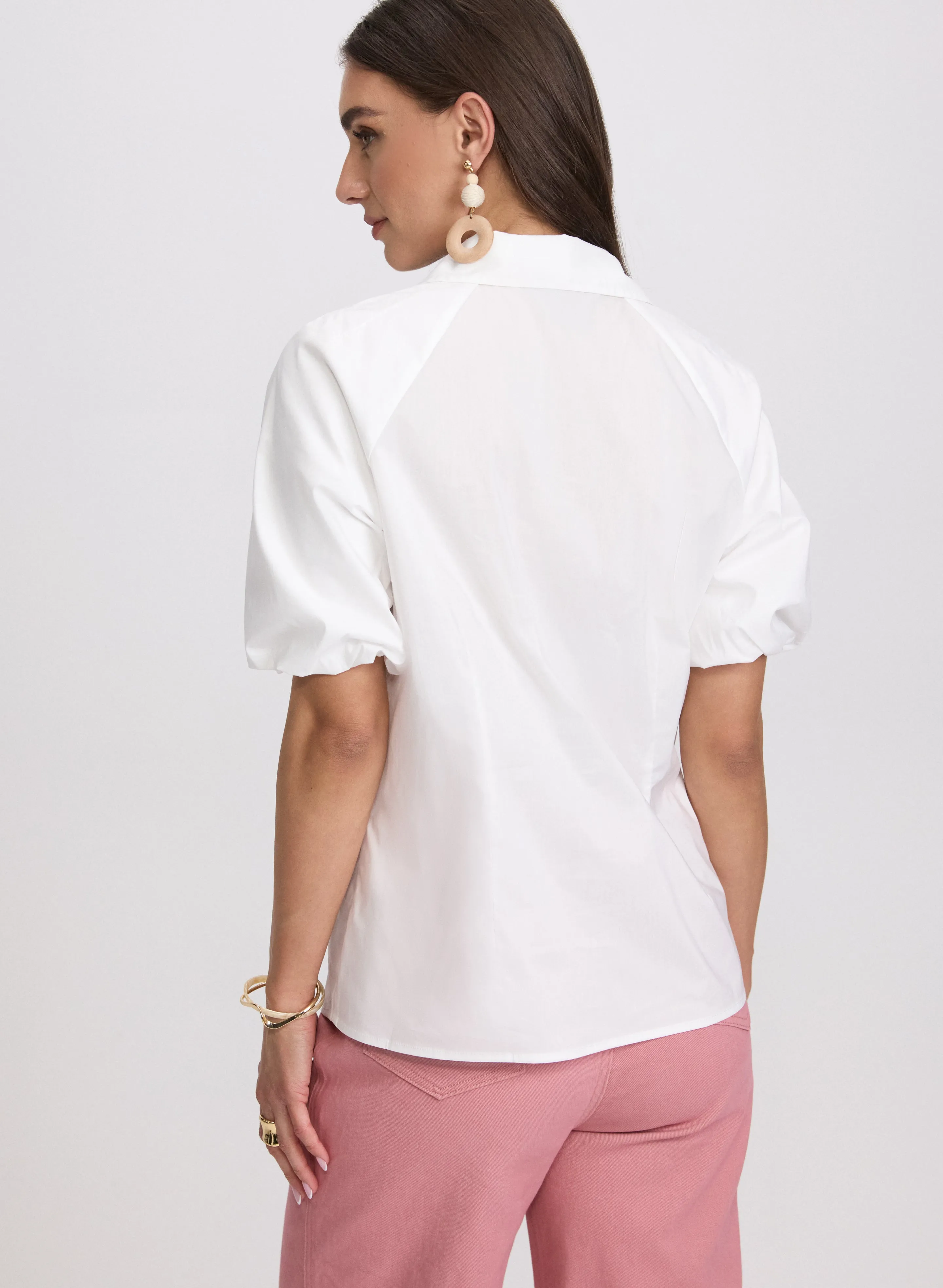 Cotton-Blend Puff-Sleeve Blouse sold by Laura product image thumbnail 3