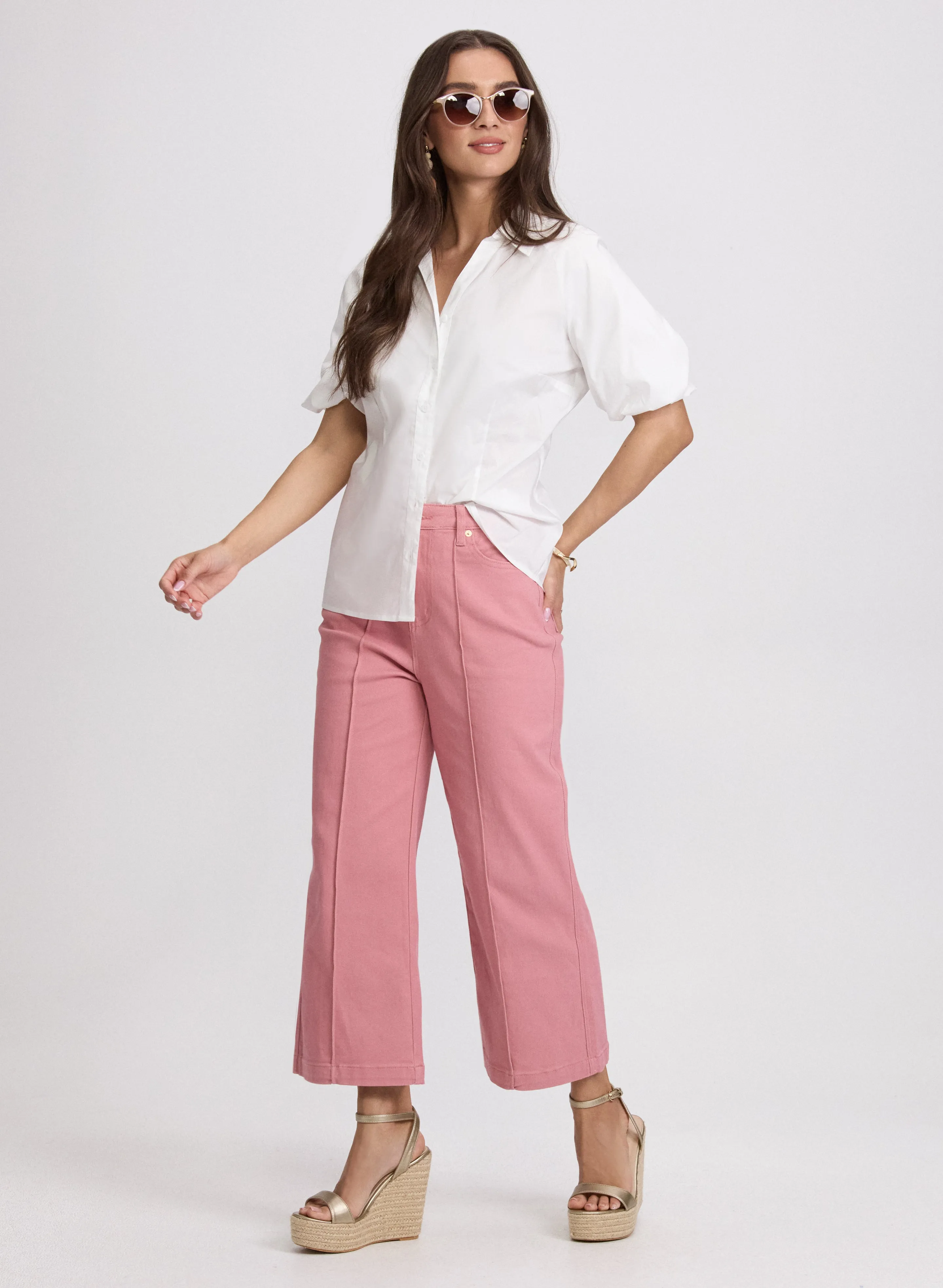 Cotton-Blend Puff-Sleeve Blouse sold by Laura product image thumbnail 4