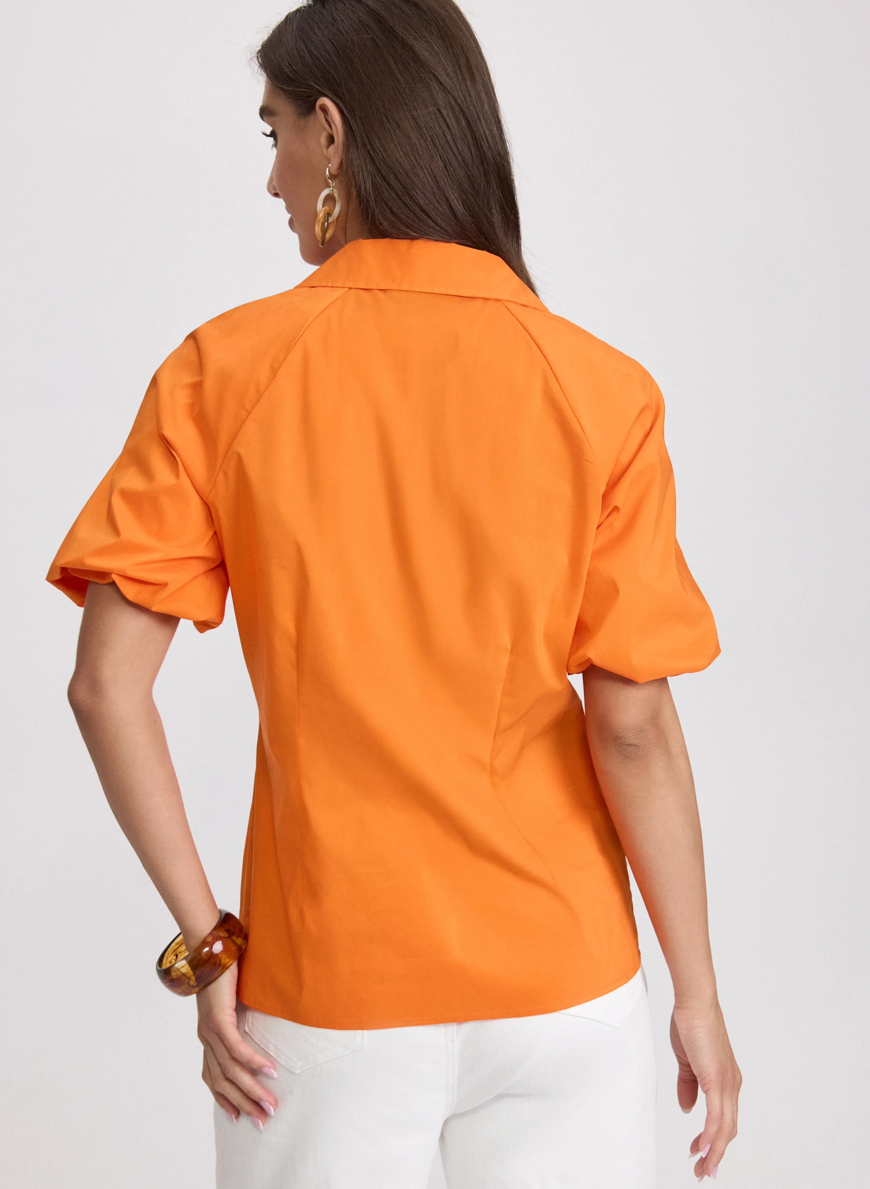 Cotton-Blend Puff-Sleeve Blouse sold by Laura product image thumbnail 3