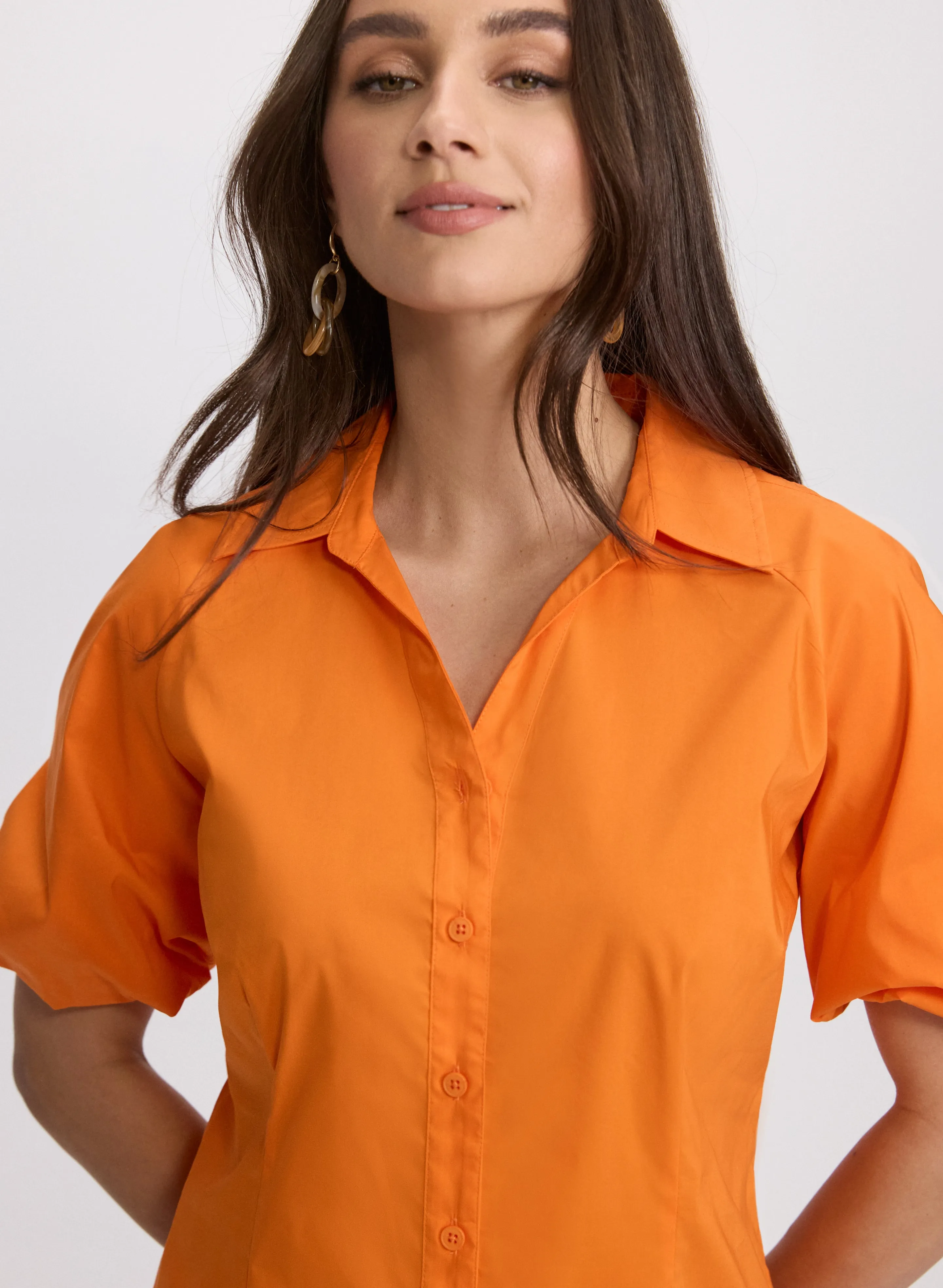 Cotton-Blend Puff-Sleeve Blouse sold by Laura product image thumbnail 5