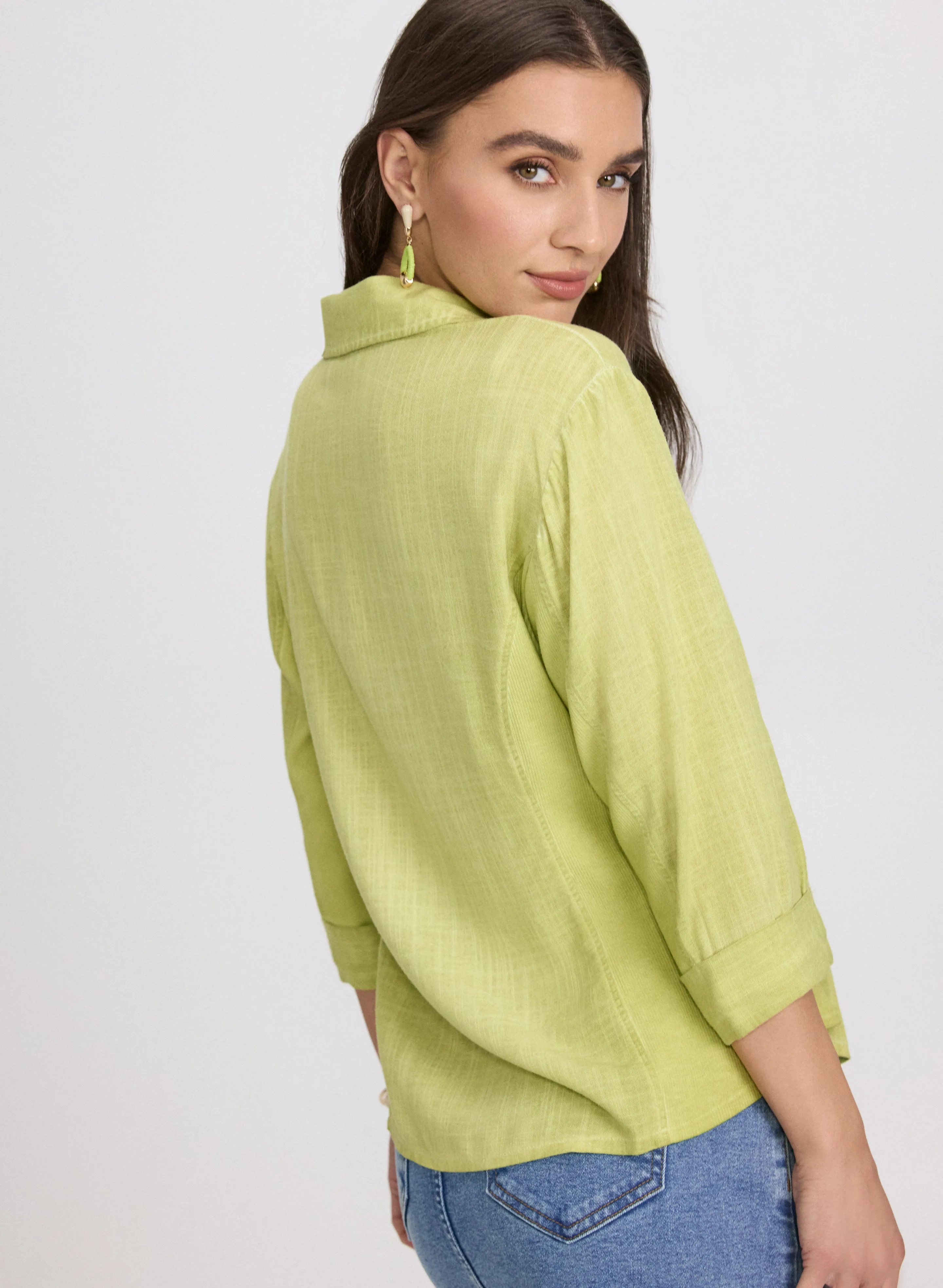 Linen-Blend Crosshatch Detail Blouse sold by Laura product image thumbnail 3