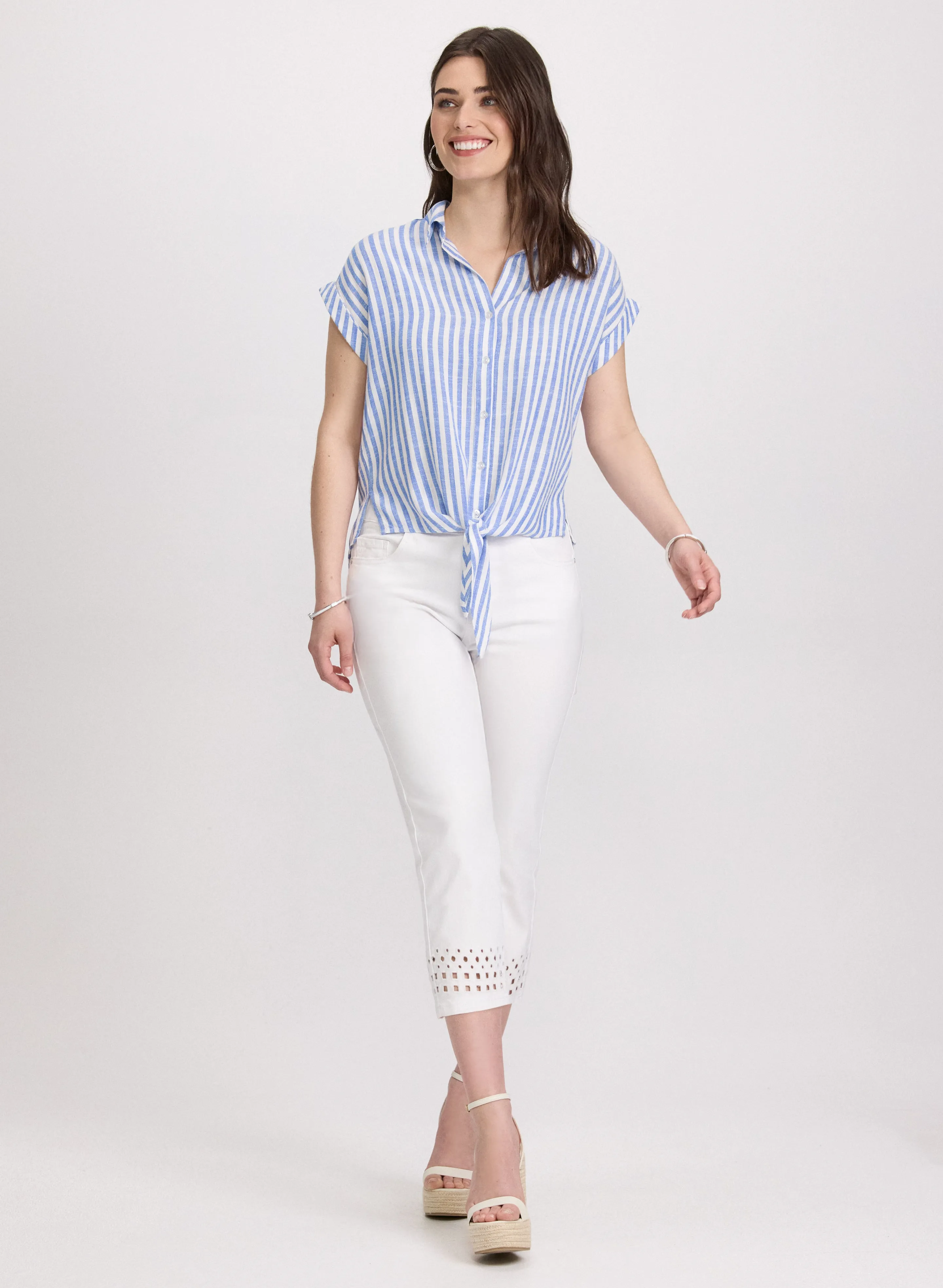 Striped Linen-Blend Blouse sold by Laura product image thumbnail 4
