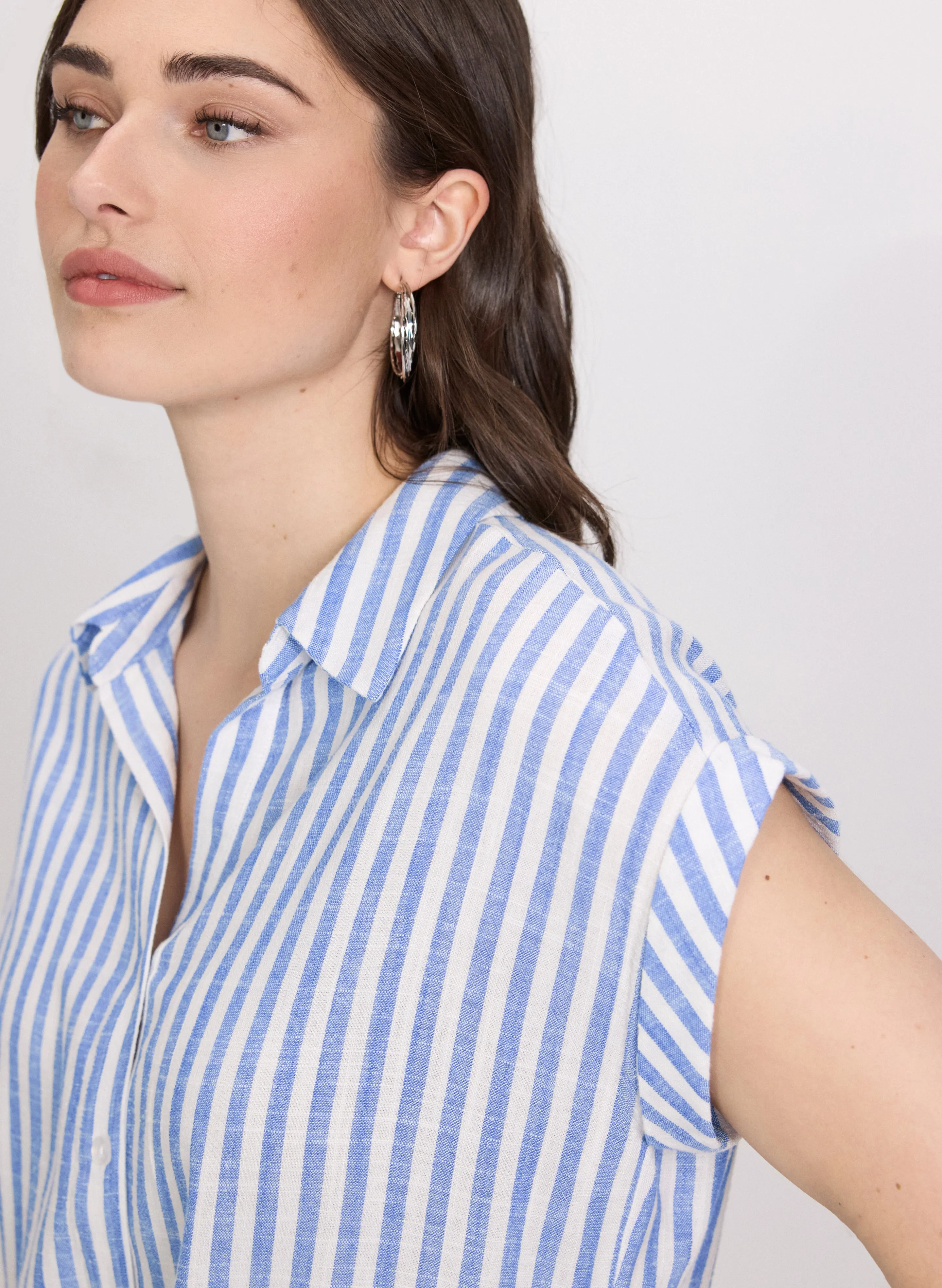 Striped Linen-Blend Blouse sold by Laura product image thumbnail 5