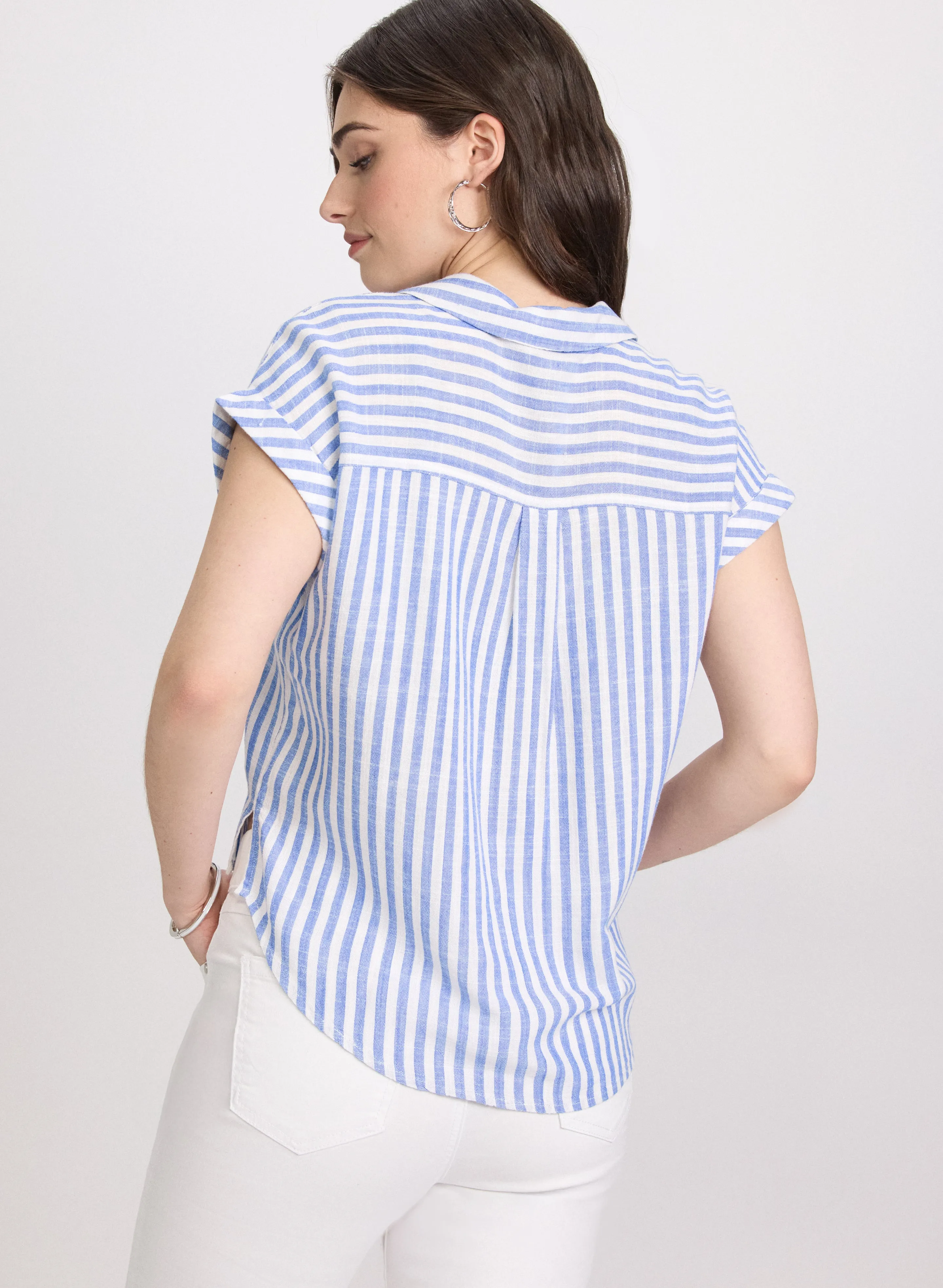 Striped Linen-Blend Blouse sold by Laura product image thumbnail 3