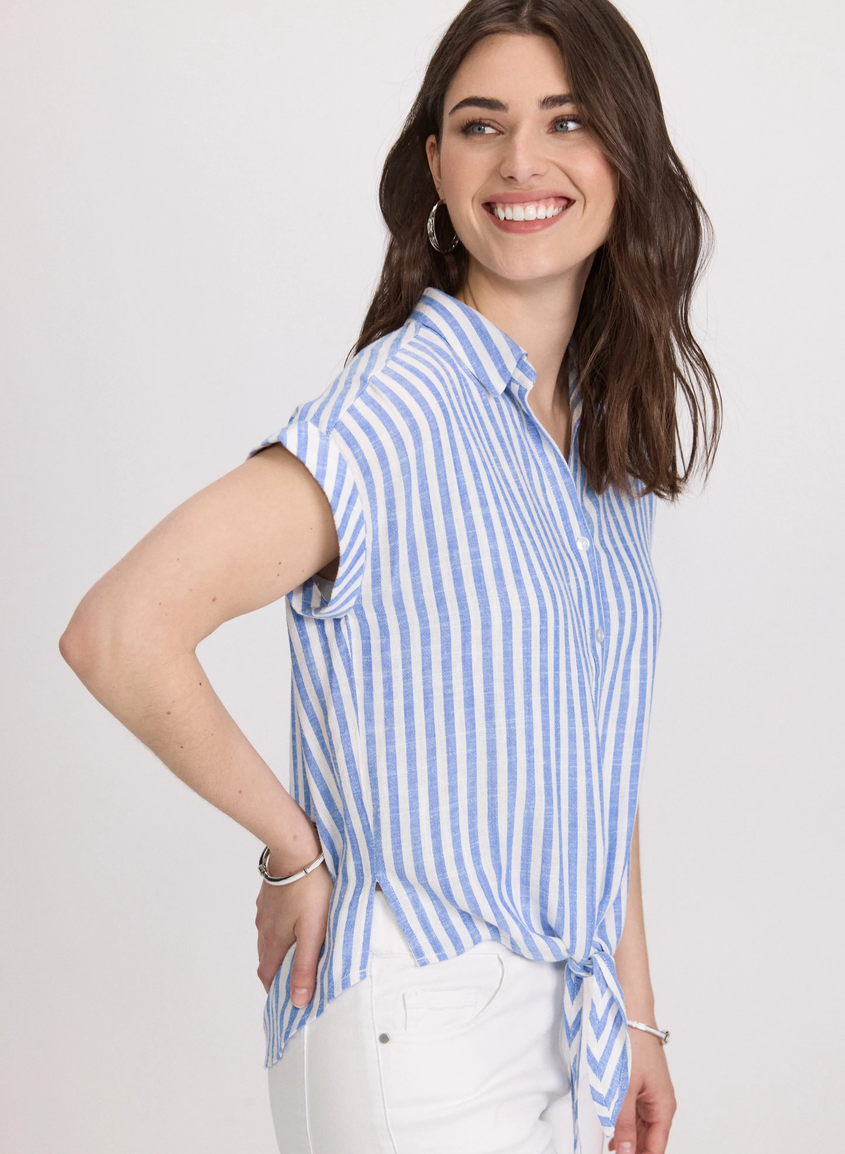 Striped Linen-Blend Blouse sold by Laura product image thumbnail 2