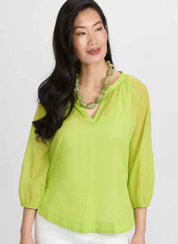 Cotton Split Neck Blouse sold by Laura