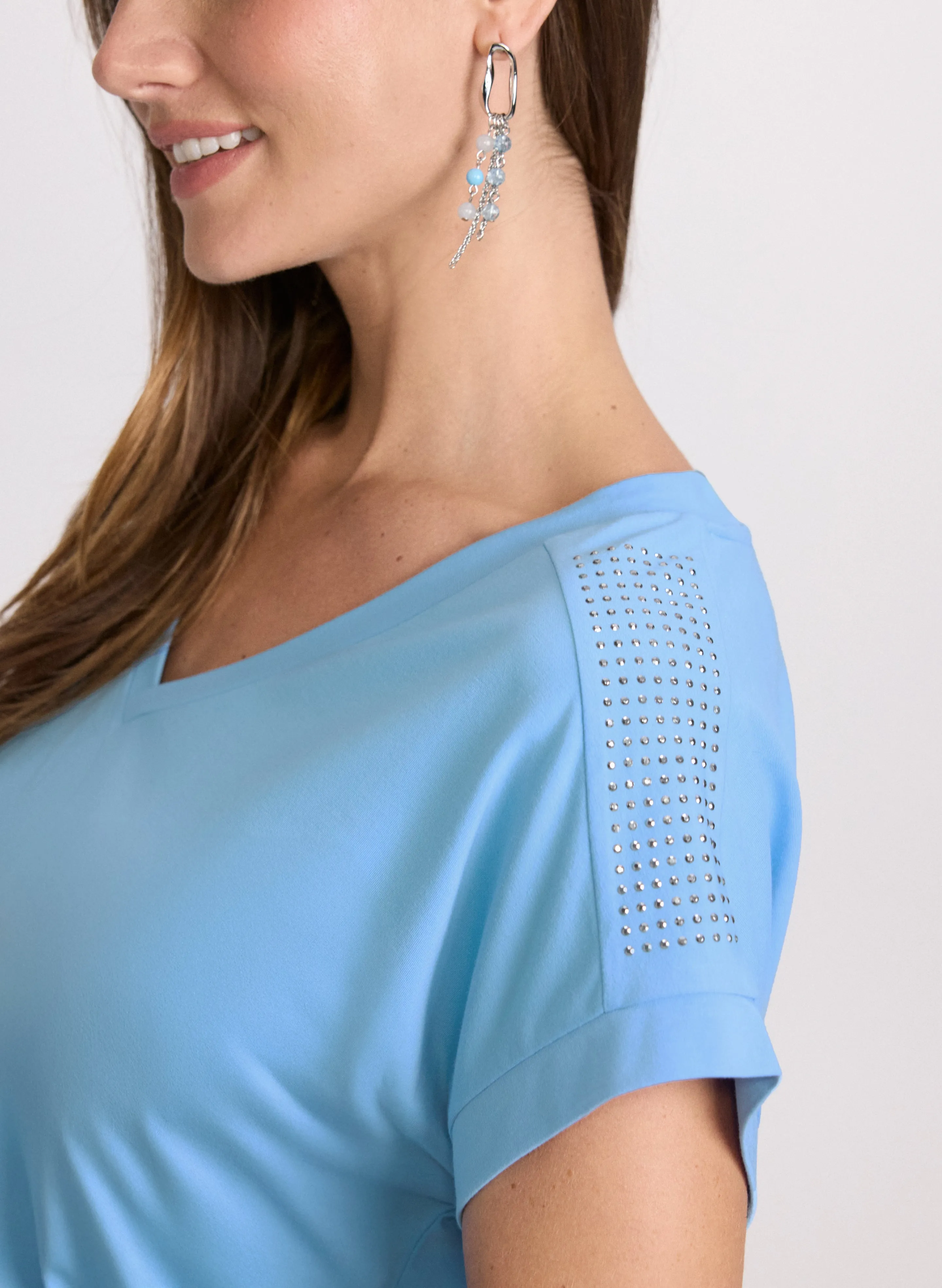 Ruched Rhinestone Detail T-Shirt sold by Laura product image thumbnail 5