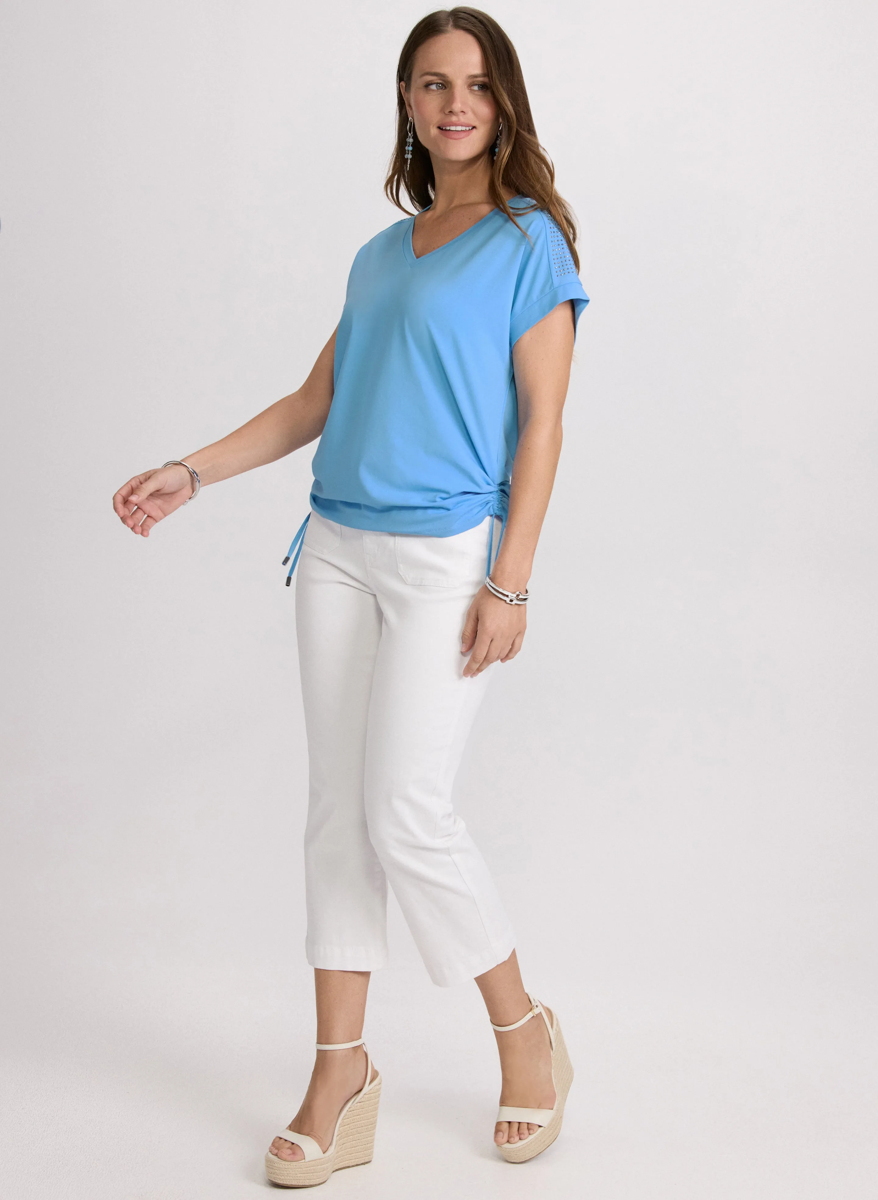 Ruched Rhinestone Detail T-Shirt sold by Laura product image thumbnail 3