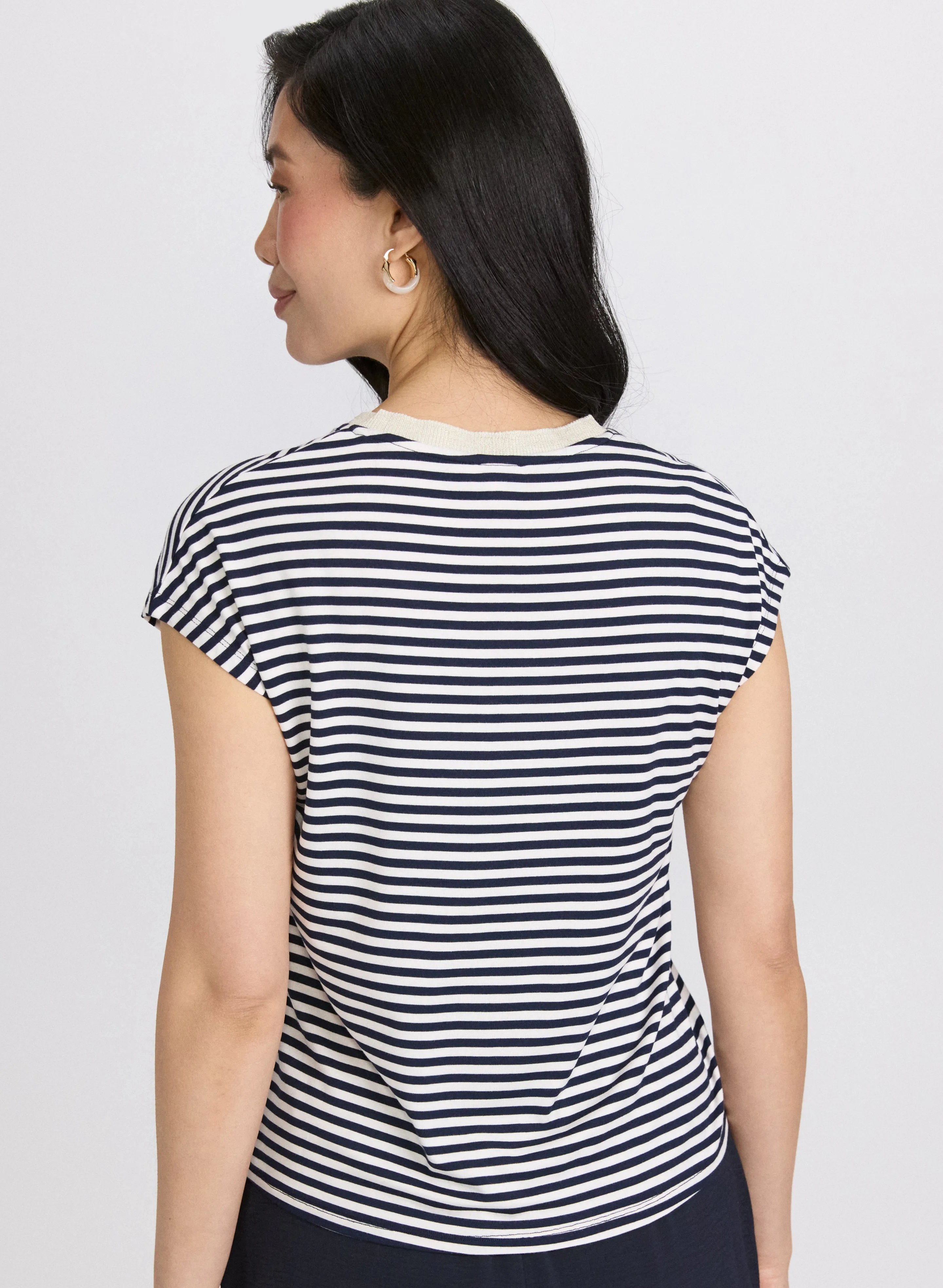Striped Cap Sleeve T-Shirt sold by Laura product image thumbnail 2