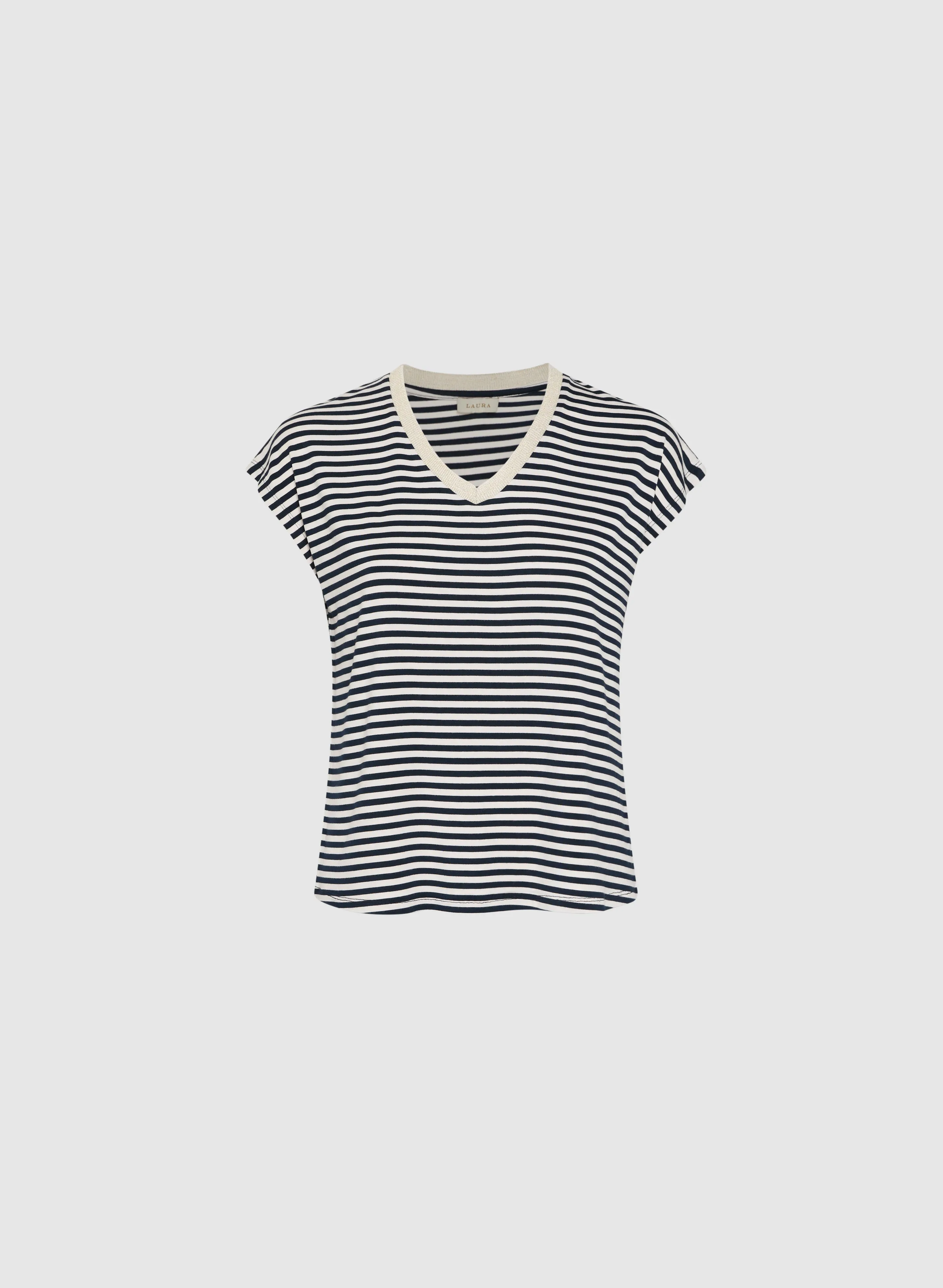 Striped Cap Sleeve T-Shirt sold by Laura product image thumbnail 5