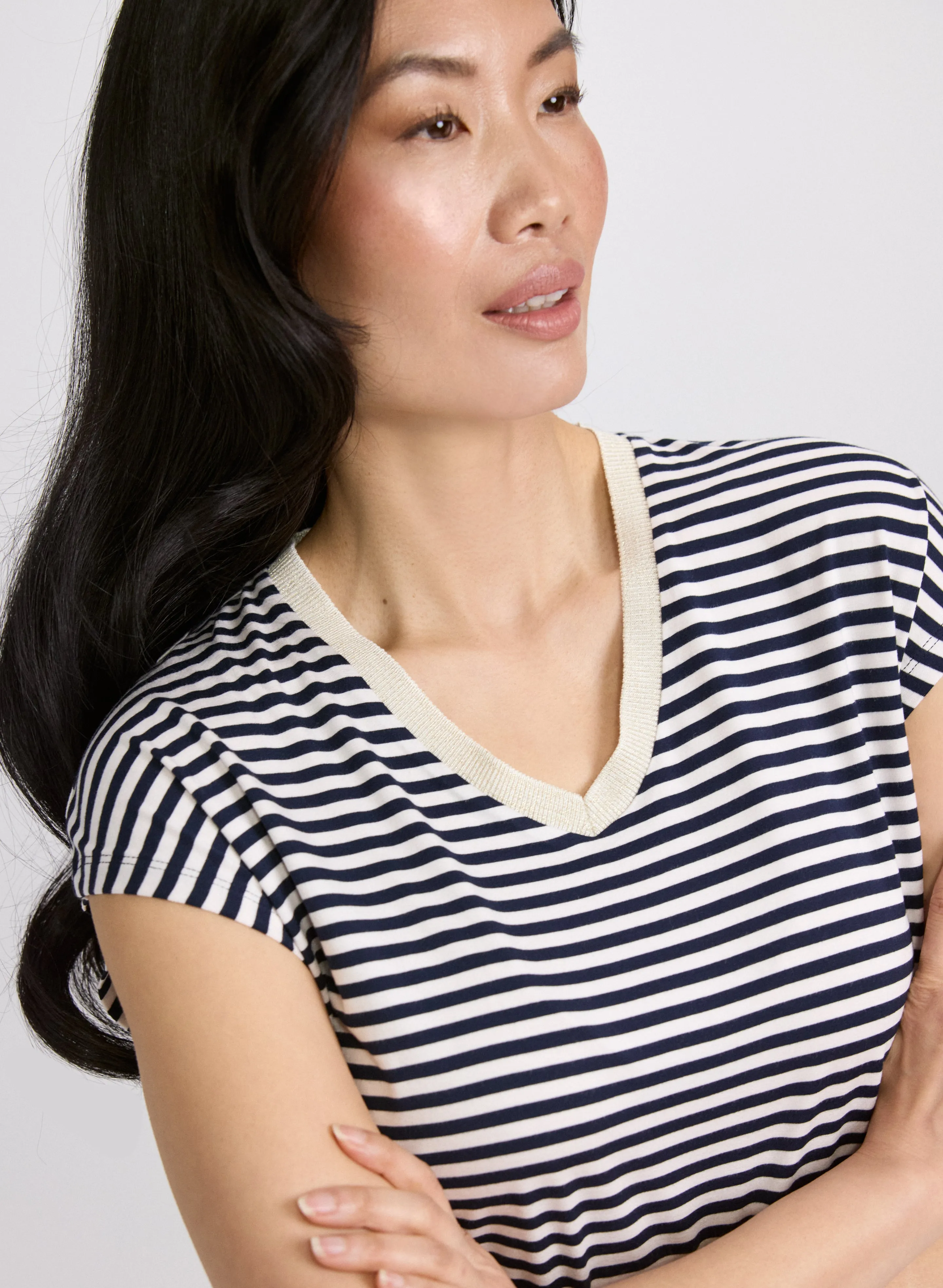 Striped Cap Sleeve T-Shirt sold by Laura product image thumbnail 4