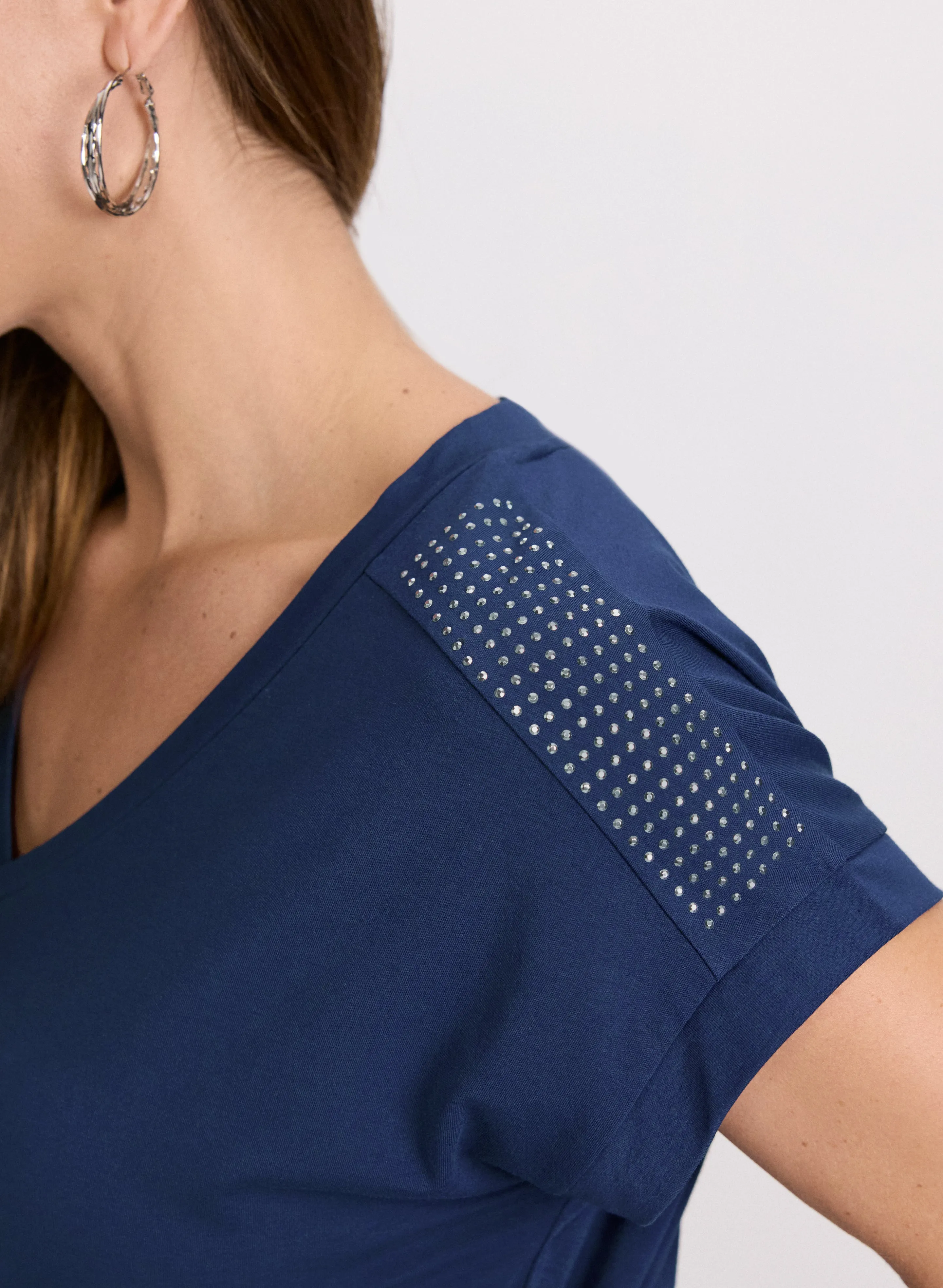 Ruched Rhinestone Detail T-Shirt sold by Laura product image thumbnail 5