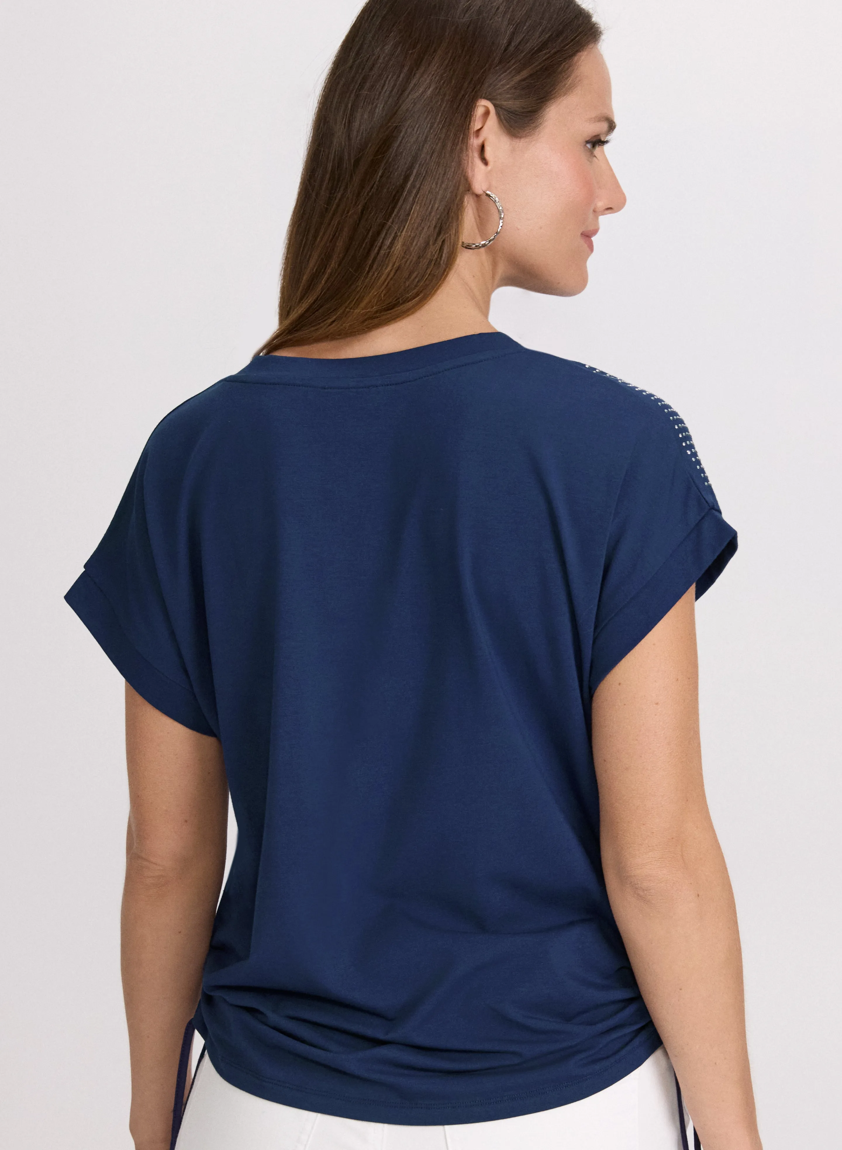 Ruched Rhinestone Detail T-Shirt sold by Laura product image thumbnail 4