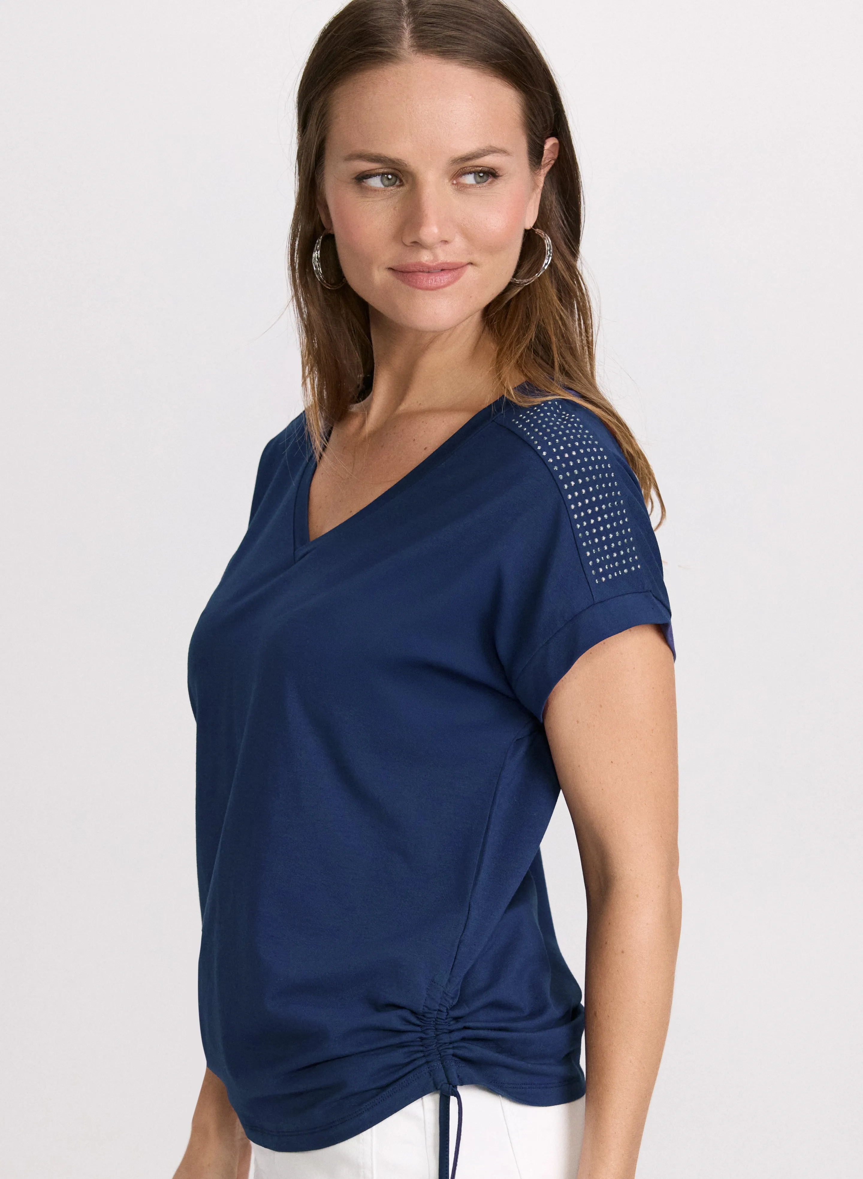 Ruched Rhinestone Detail T-Shirt sold by Laura product image thumbnail 2