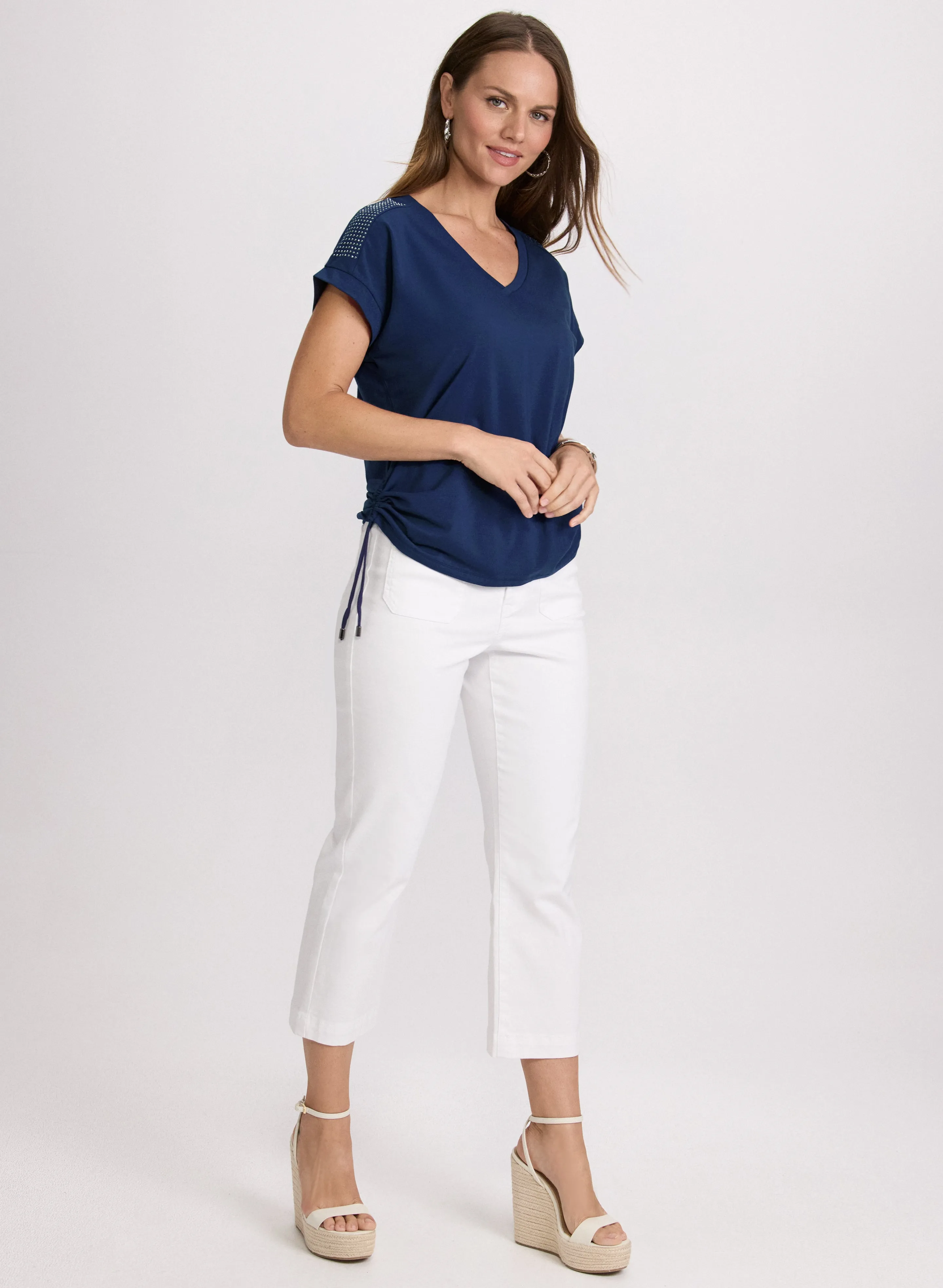 Ruched Rhinestone Detail T-Shirt sold by Laura product image thumbnail 3